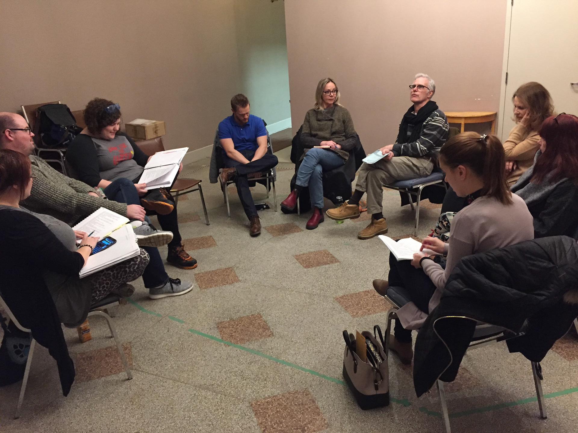Rehearsals behind the scenes for "Vanya and Sonia and Masha and Spike" by Christopher Durang