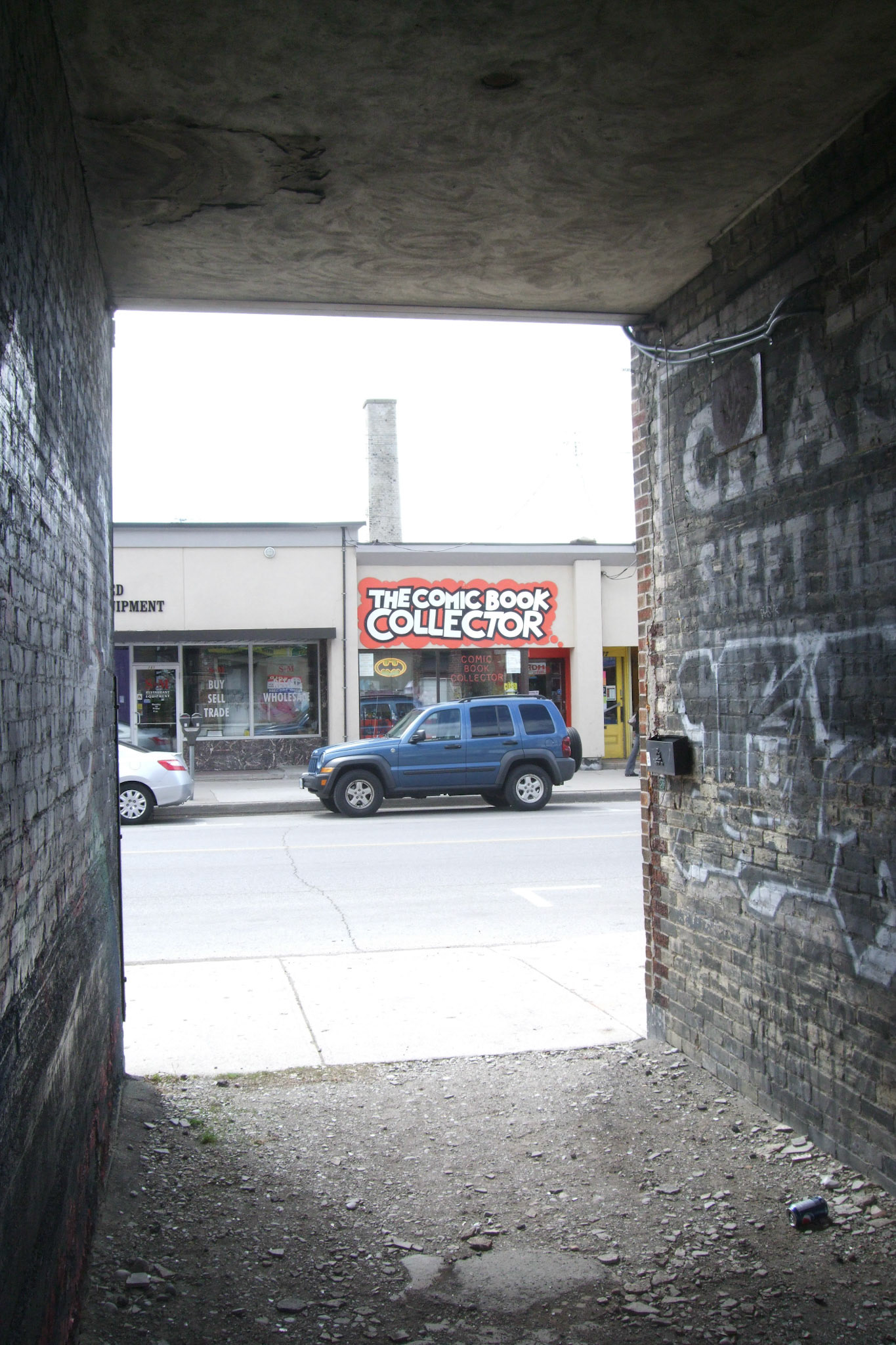 Looking back out from the alley-way, Old East looks bright and welcoming