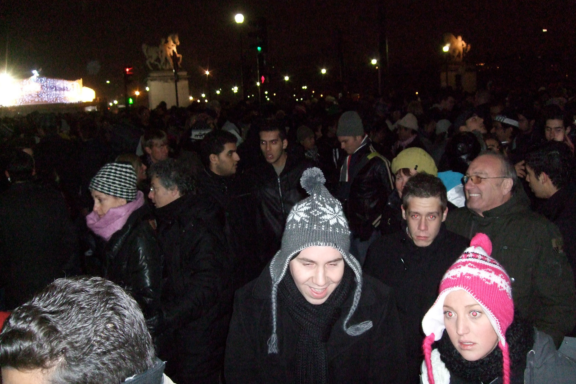Huge crowd at the Eiffel Tower... and it was this thick on the other side of the river too.