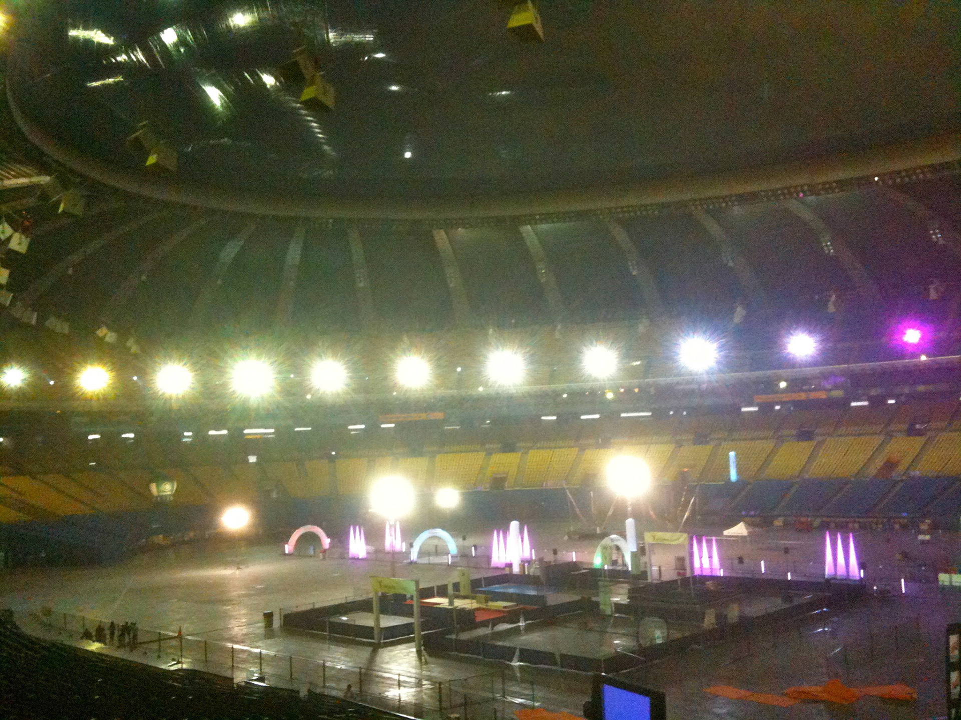 The very under-used Olympic Stadium being set up for some trade show
