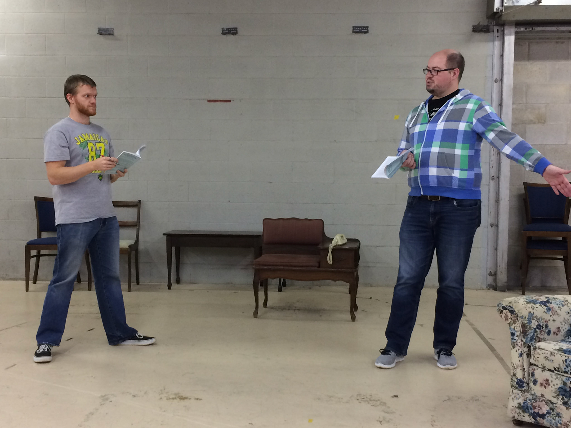 Rehearsals behind the scenes for "Vanya and Sonia and Masha and Spike" by Christopher Durang