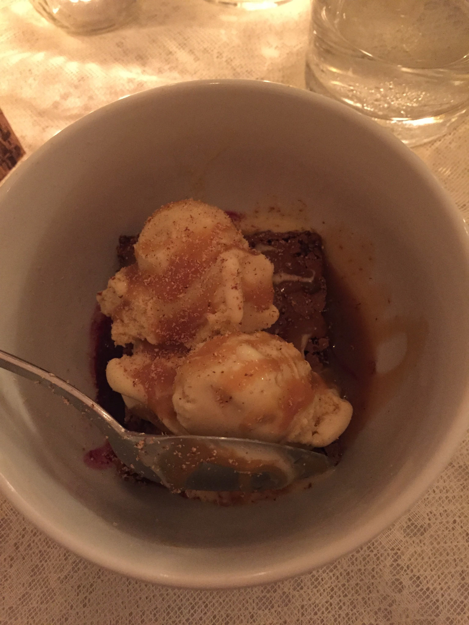 Dessert: double chocolate cake with eggnog ice cream!