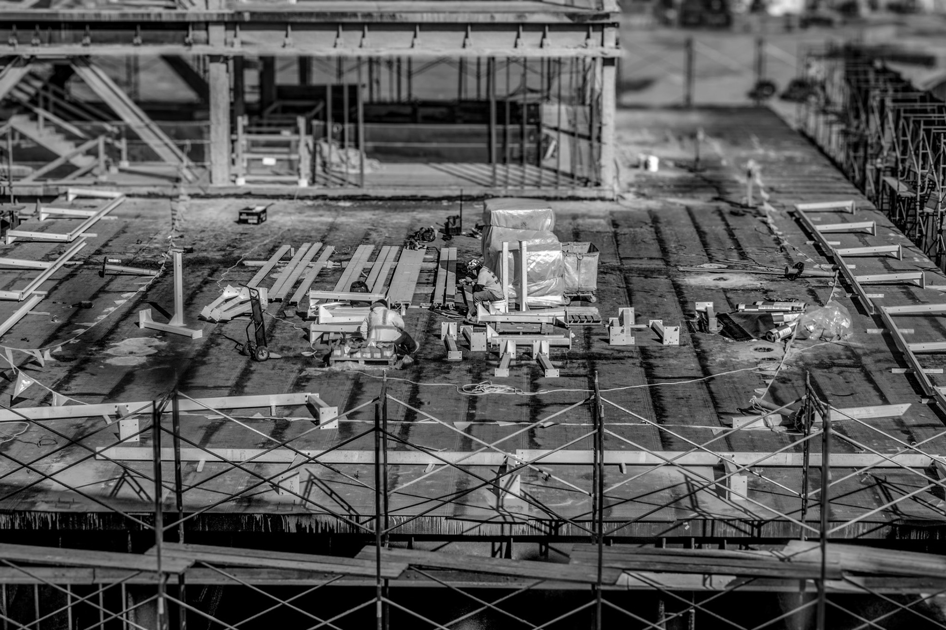 Construction Worker at Lunch on Roof