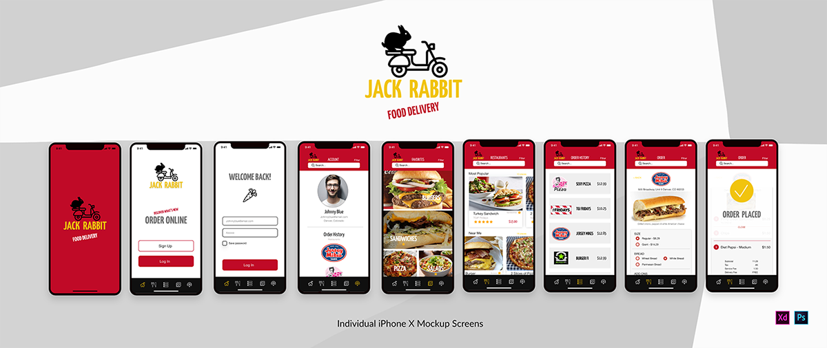 Carrie Diaz Design - Jack Rabbit Food Delivery App