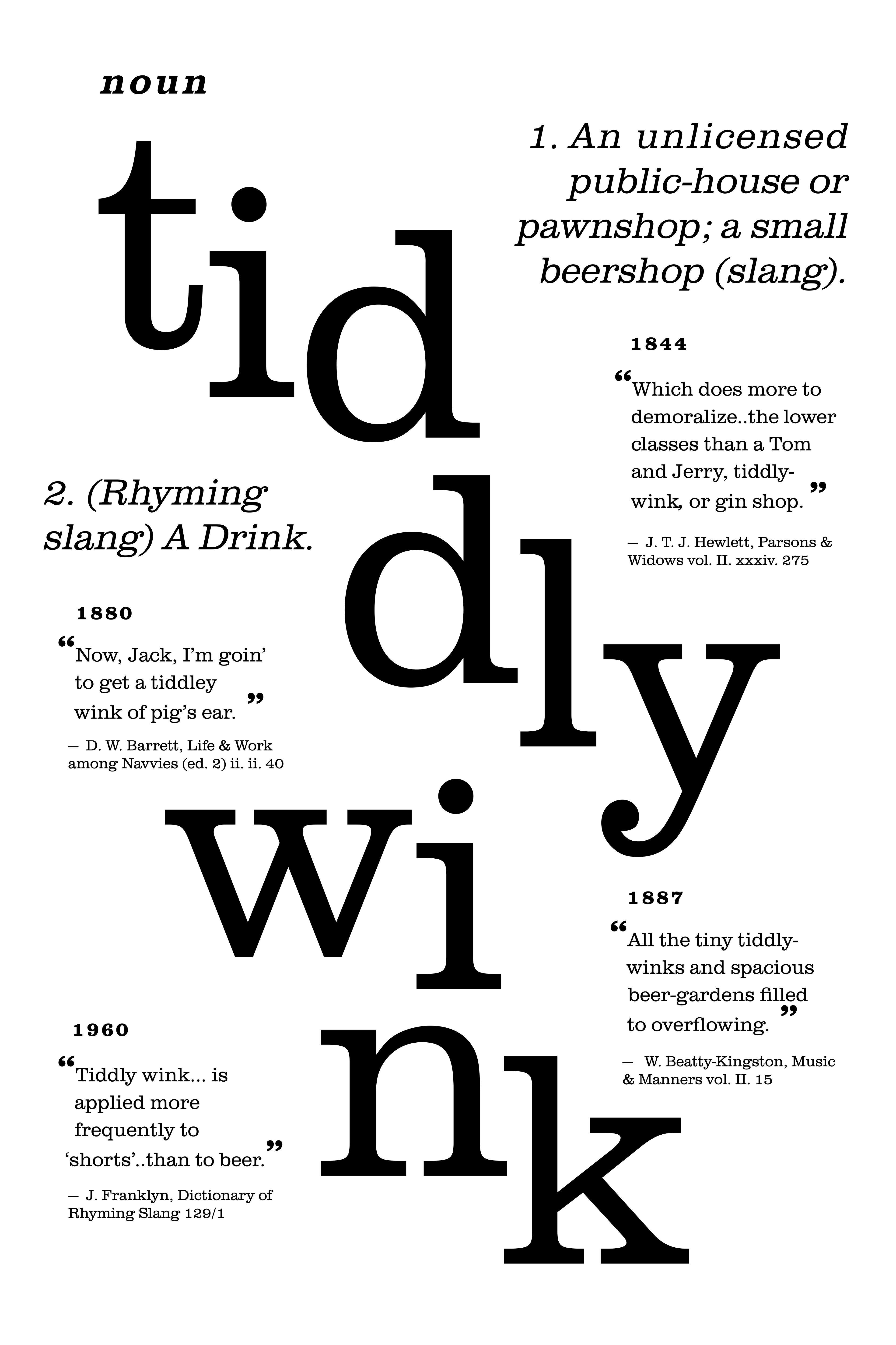 Expressive type poster, providing the definition of the word "tiddlywink"