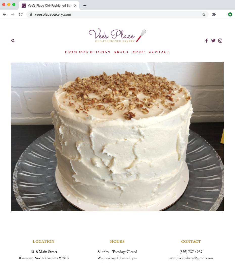 Vee's Place Bakery Homepage