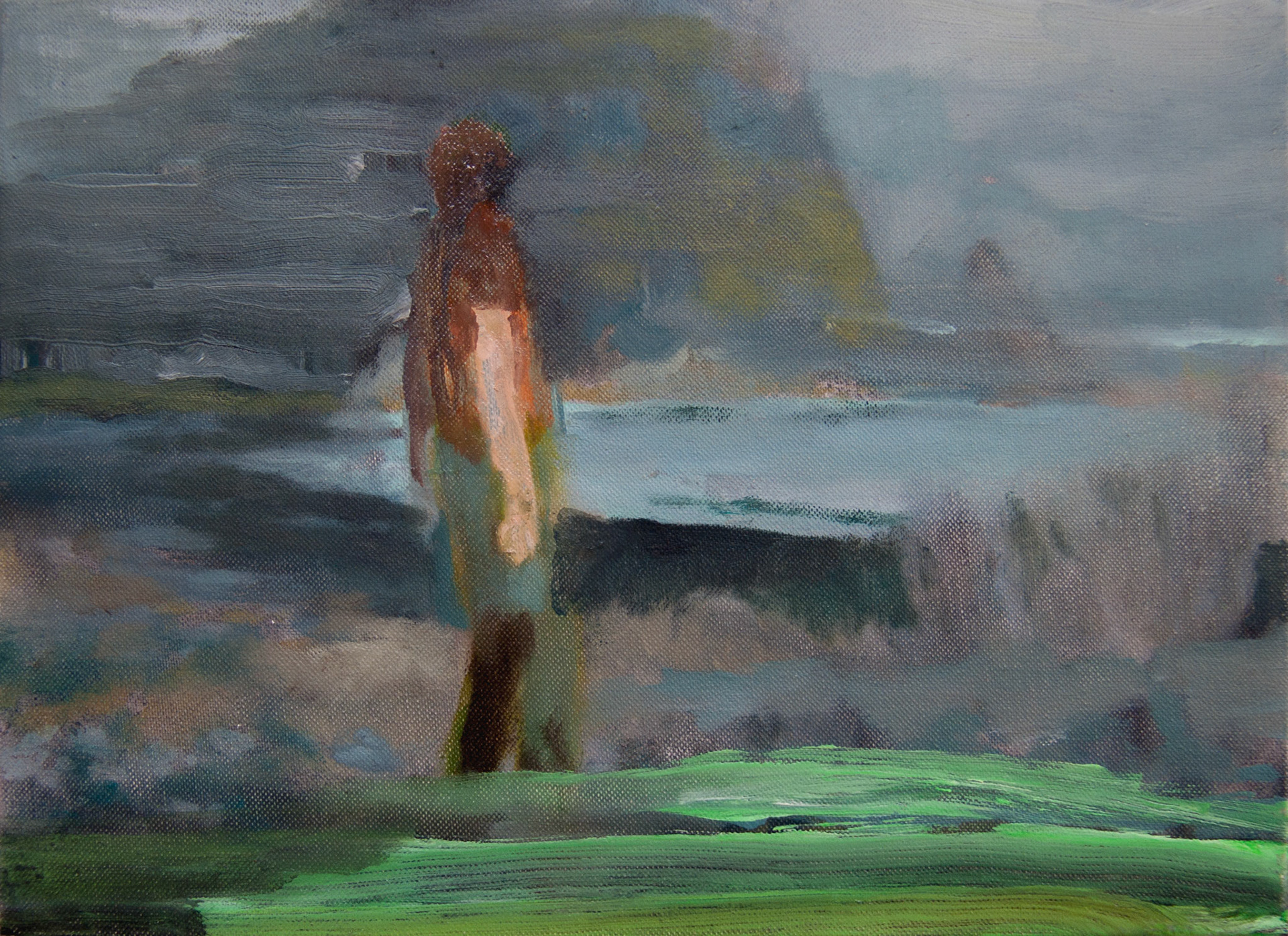 La plage noire, oil and acrylic on canvas, 22x16 2018