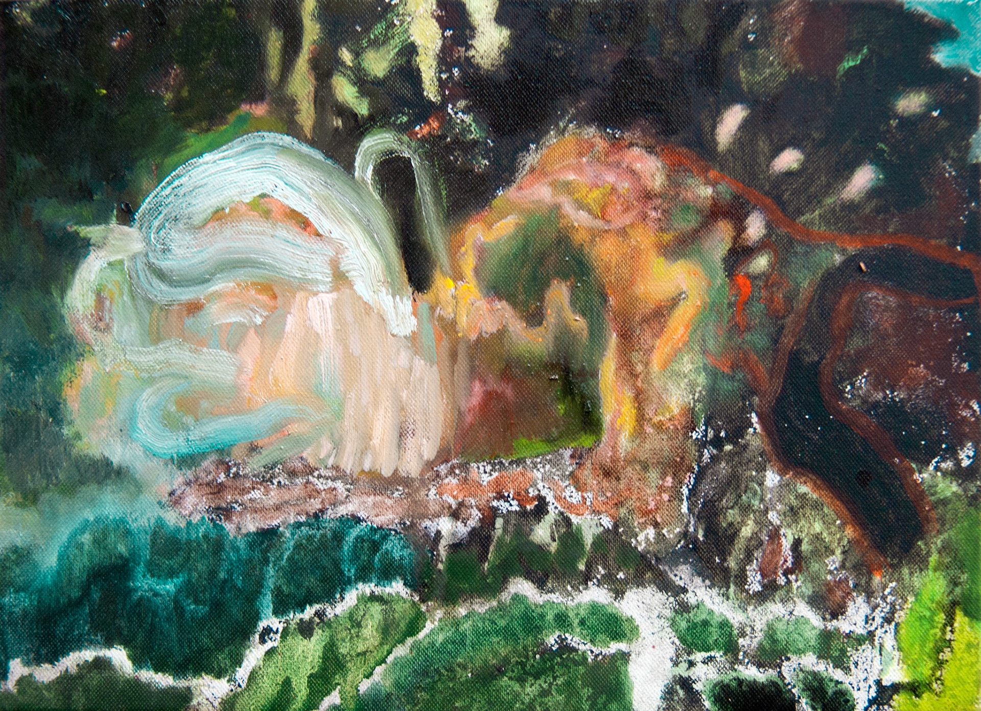 Endormi, huile et acrylique sur toile, 18x13, 2014