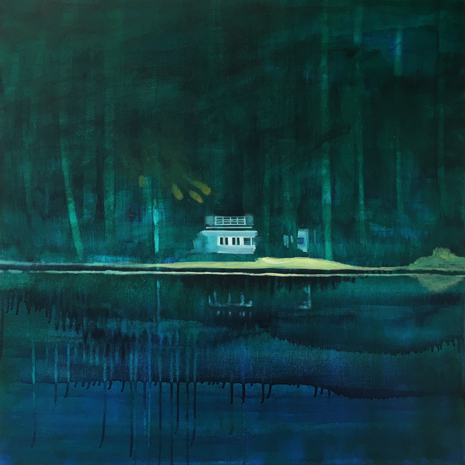 Ligne jaune, oil on canvas, 80x80cm, 2018