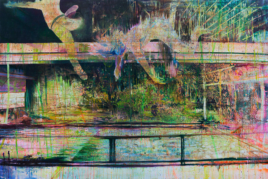 Les dérives, huile et acrylique sur toile, 200x300, 2013