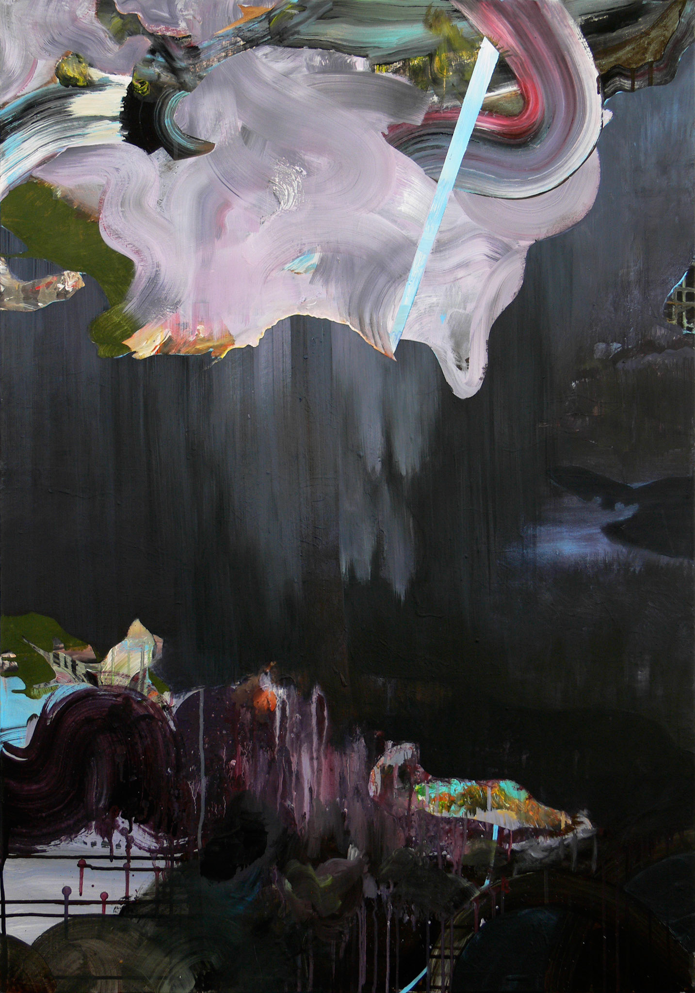 Elle tombe, acrylique sur toile et encre, 80x120, 2009