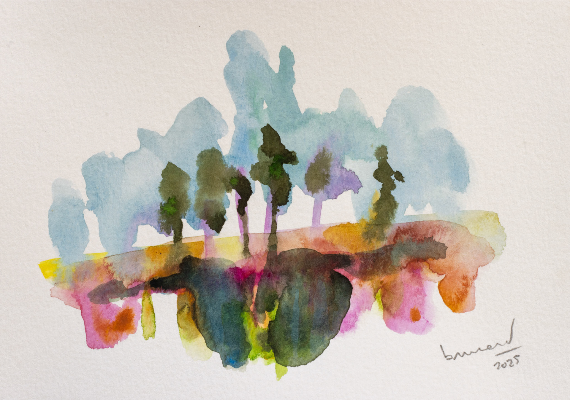 WaterTrees, watercolor on paper, 21x14.5, 2025
