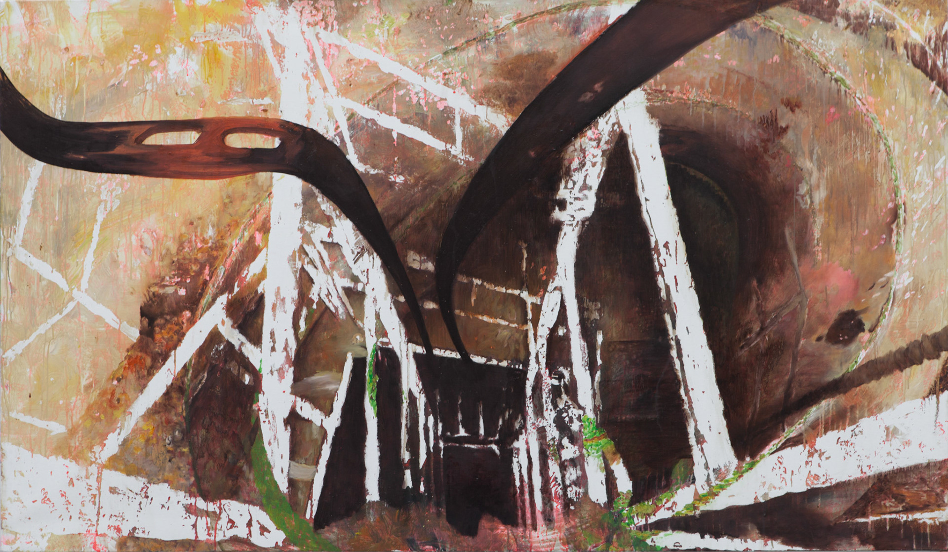 La maison de l'oubli a bien vieilli, oil and acrylic on canvas, 195x114, 2010