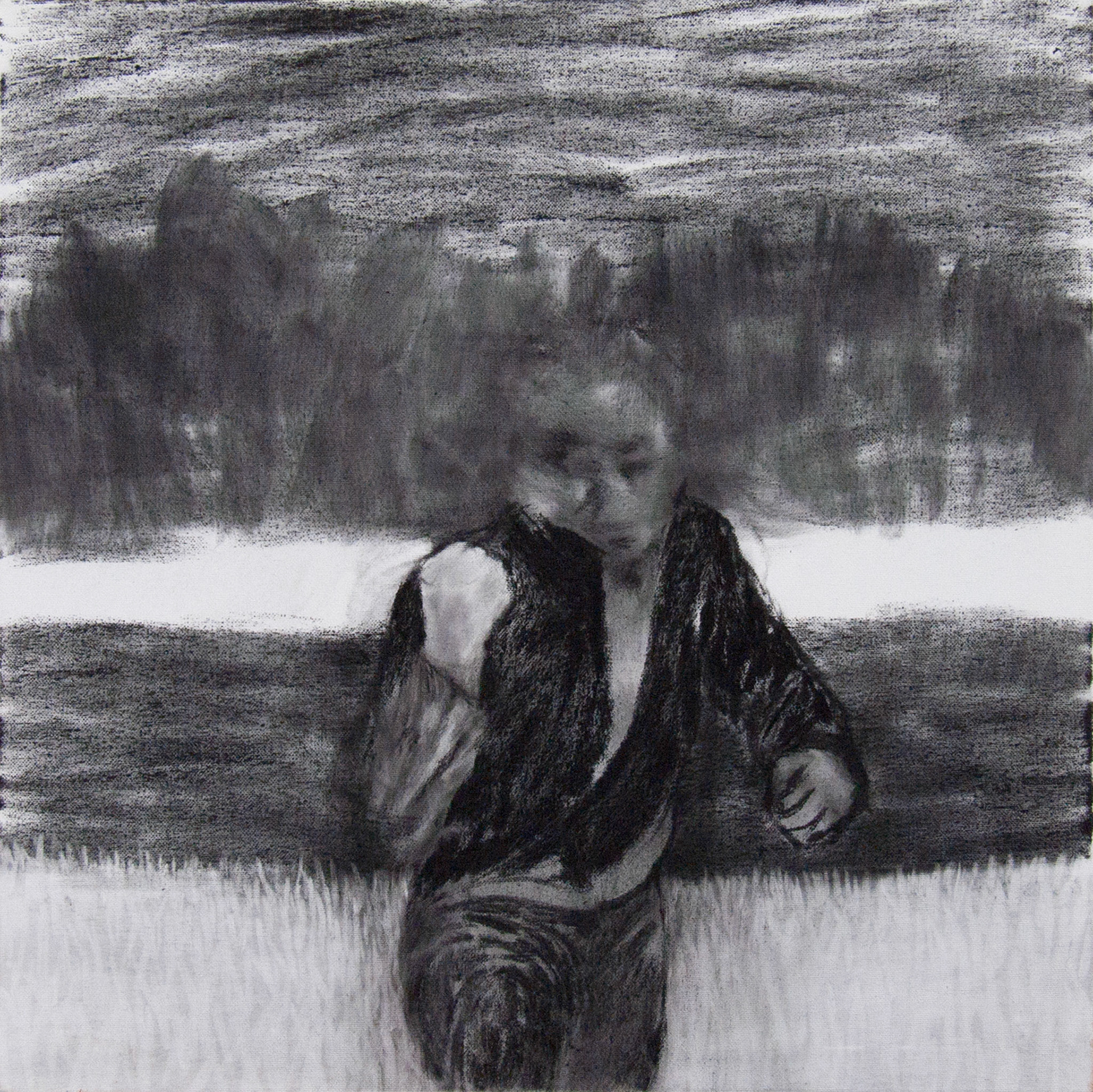 Sans titre, fusain sur toile, 40x40, 2014