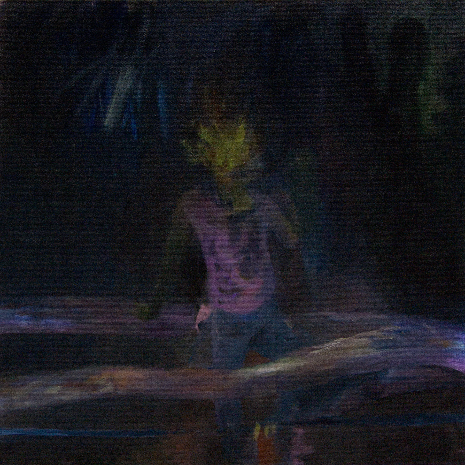 Canopée nocturne, huile et acrylique sur toile, 40x40, 2014