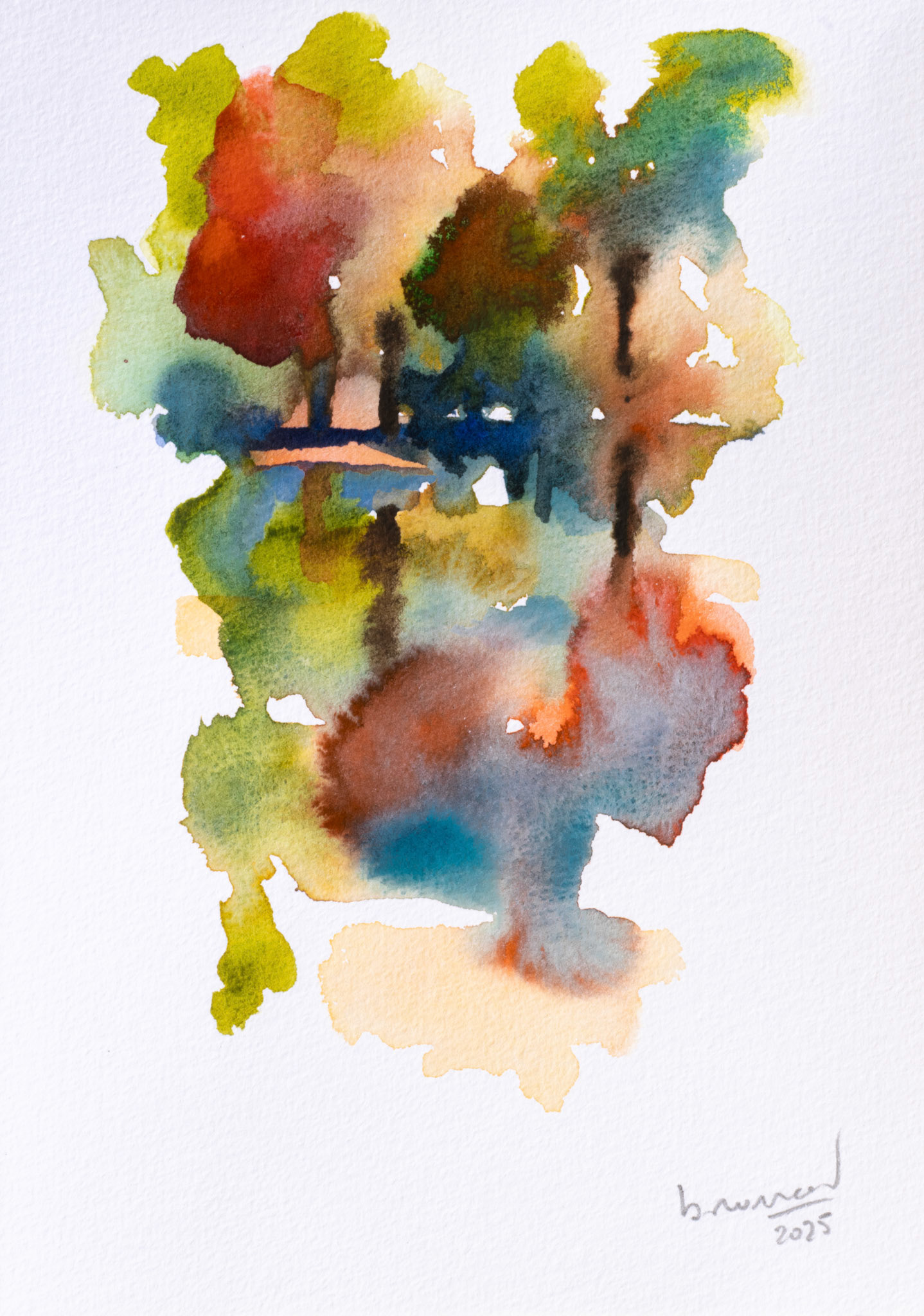 WaterTrees, watercolor on paper, 14.5x21, 2025