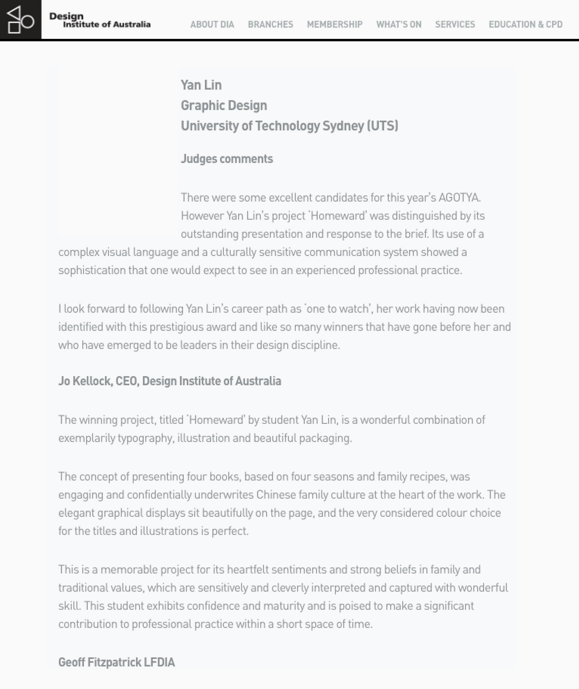 DIA - Judges comments