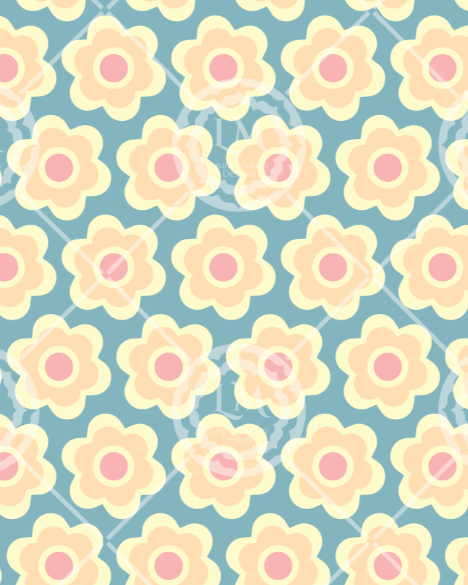 Peach Petals on Blue