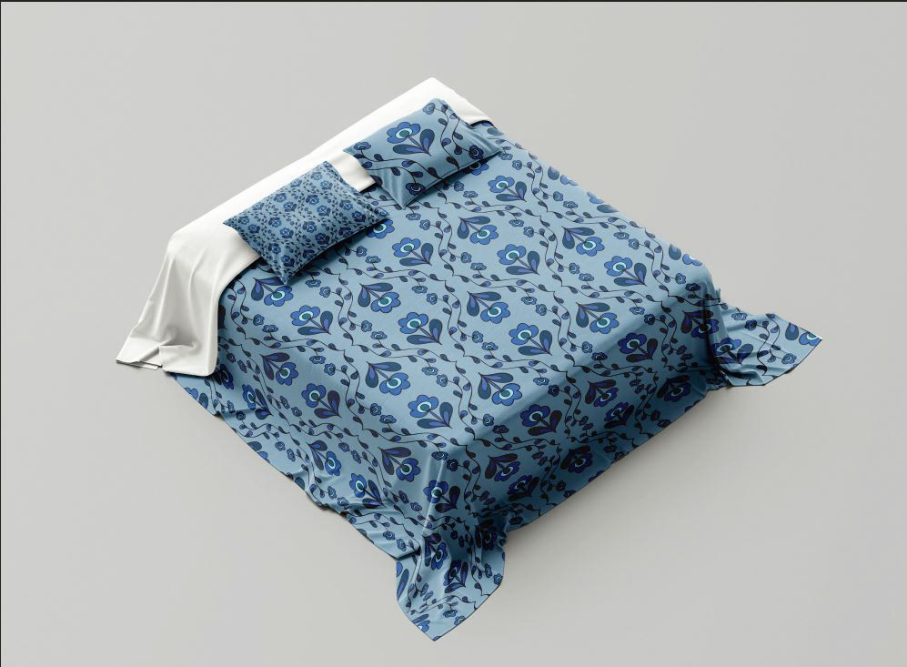 Floral Vines - Blue Bedding