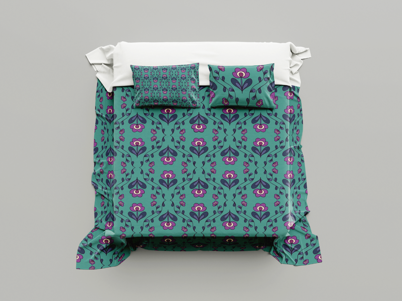 Floral Vines - Teal Bedding