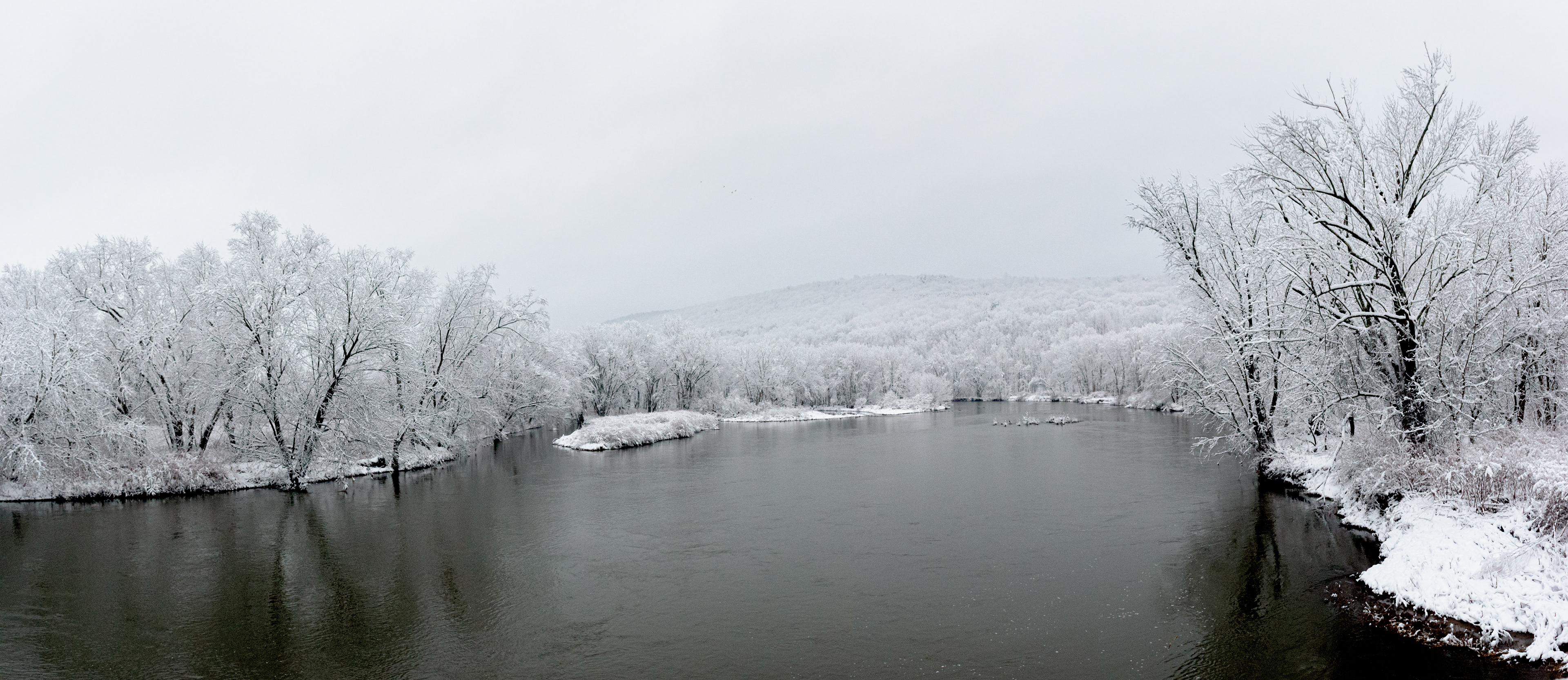 Susquehanna River as it Flows Thru Windsor NY with Snow