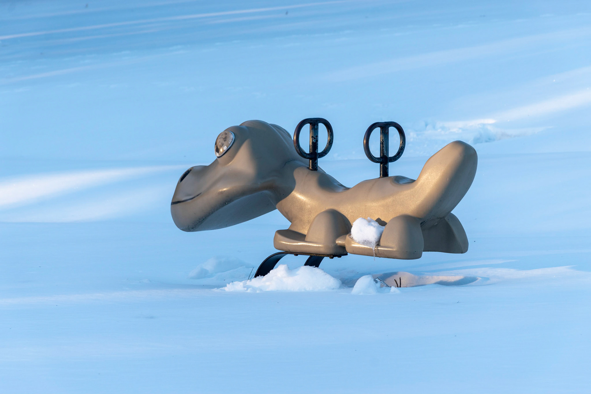 Kid's Rocking Dino in Snow