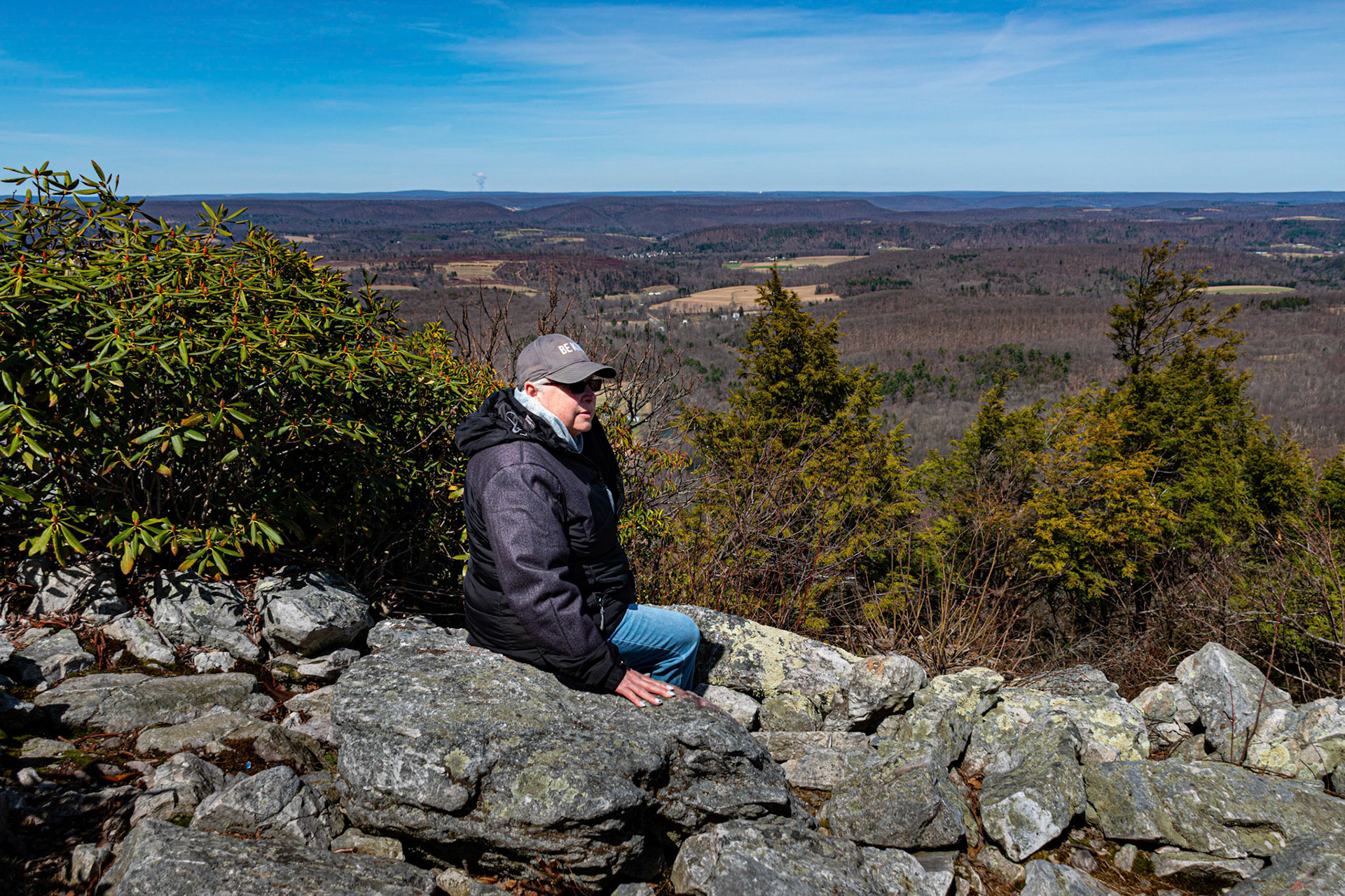 Terri Enjoying the View at Hawk Mountain