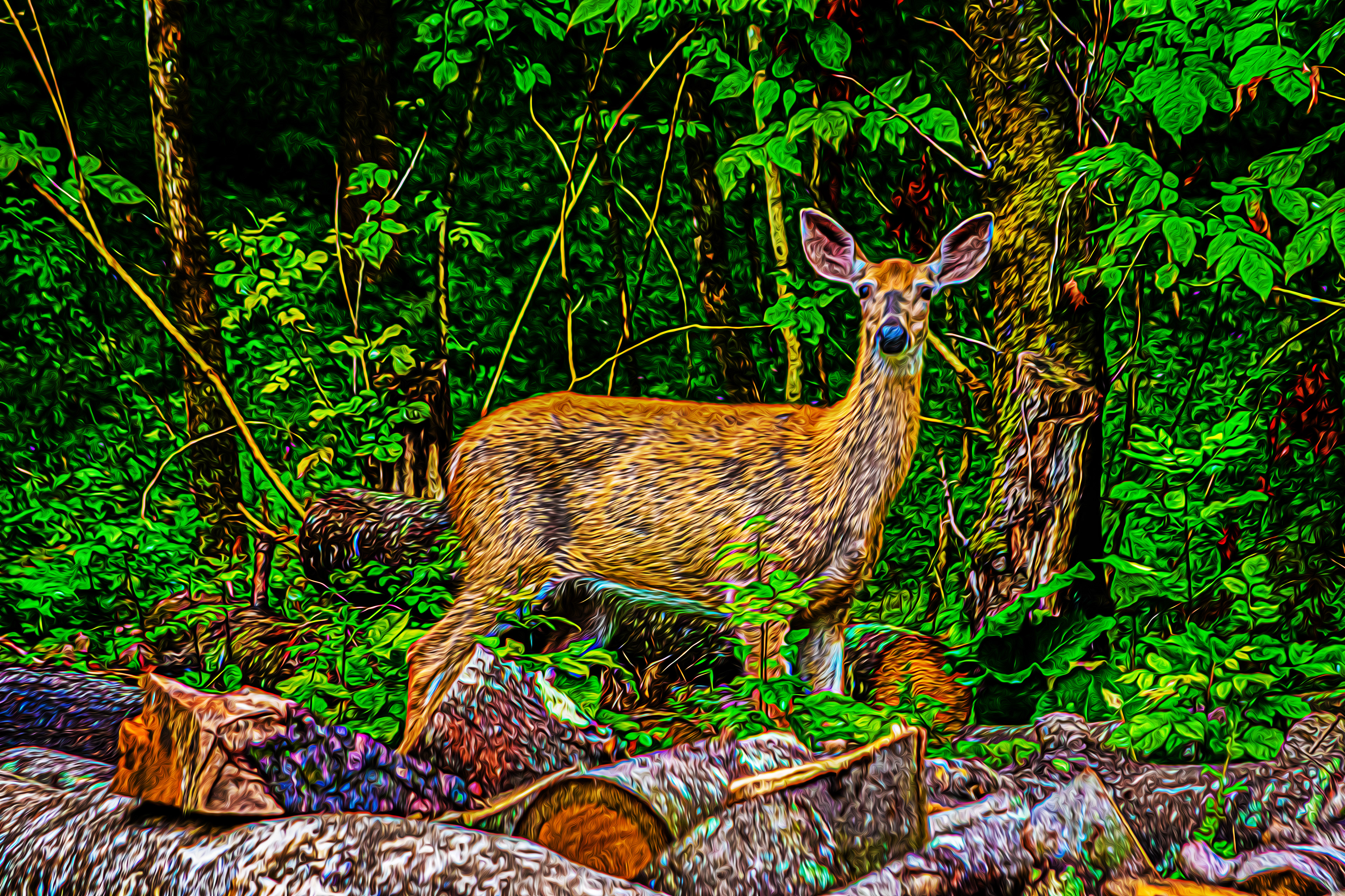Doe in Wood Pile
