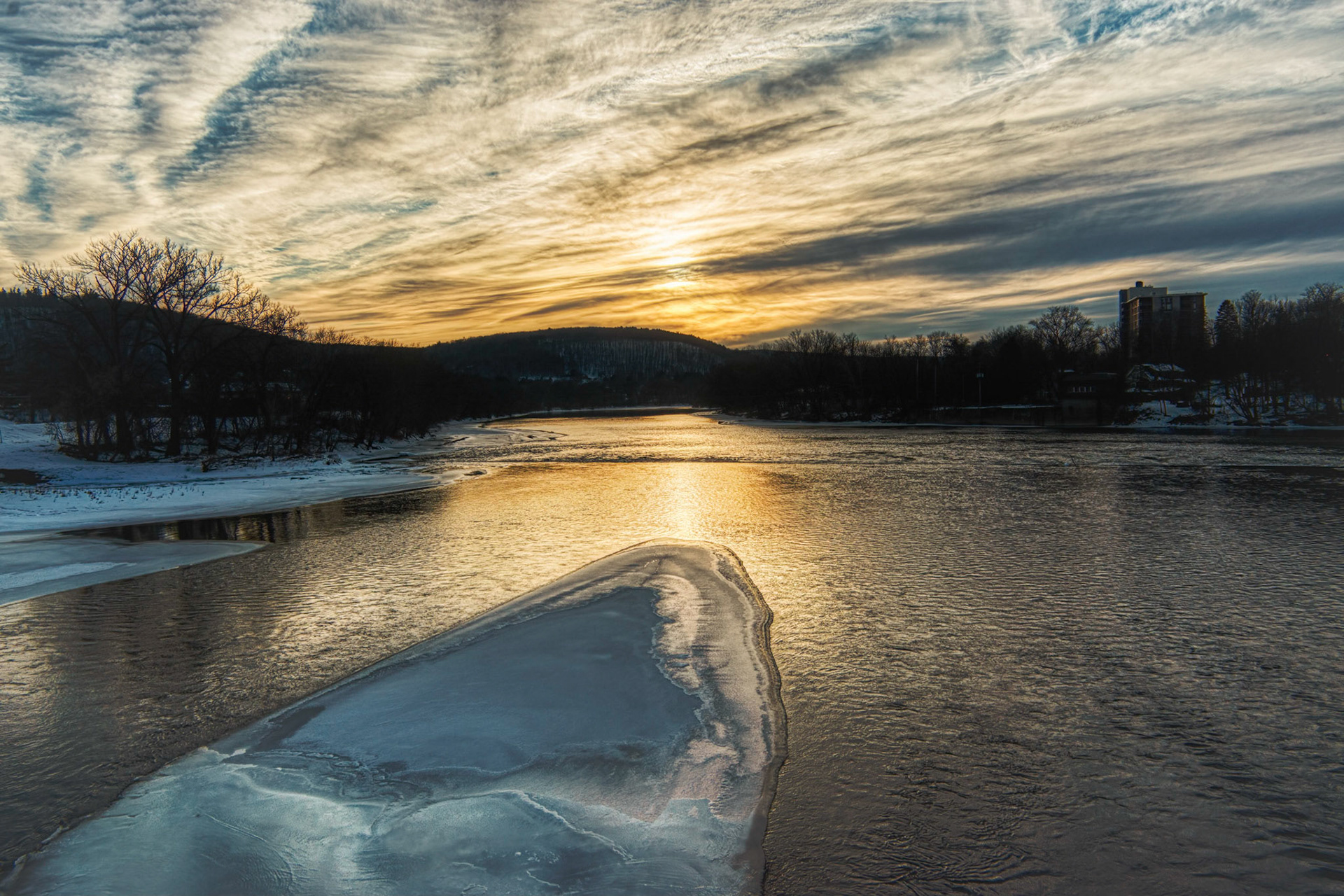 Winter Sunset from Bridge by Confluence Park