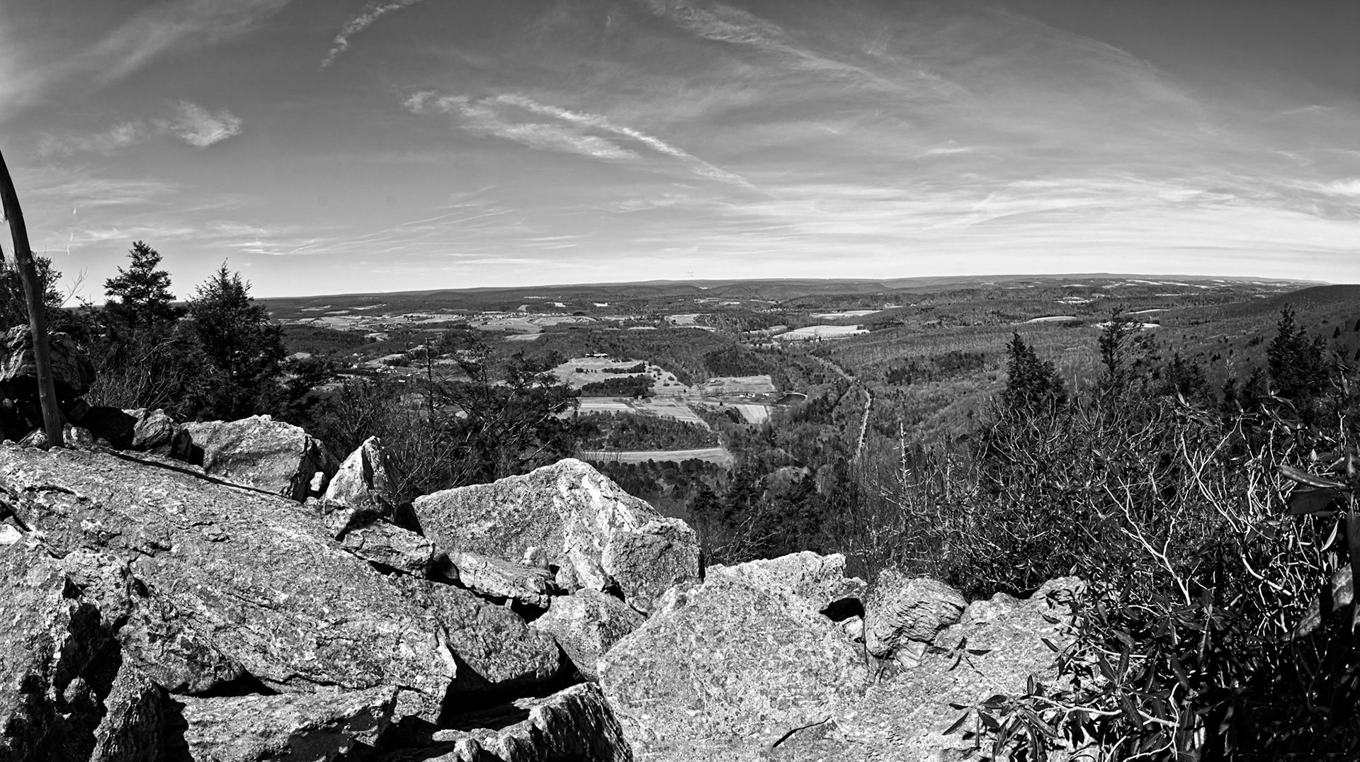 View from Hawk Mountain in B&amp;W