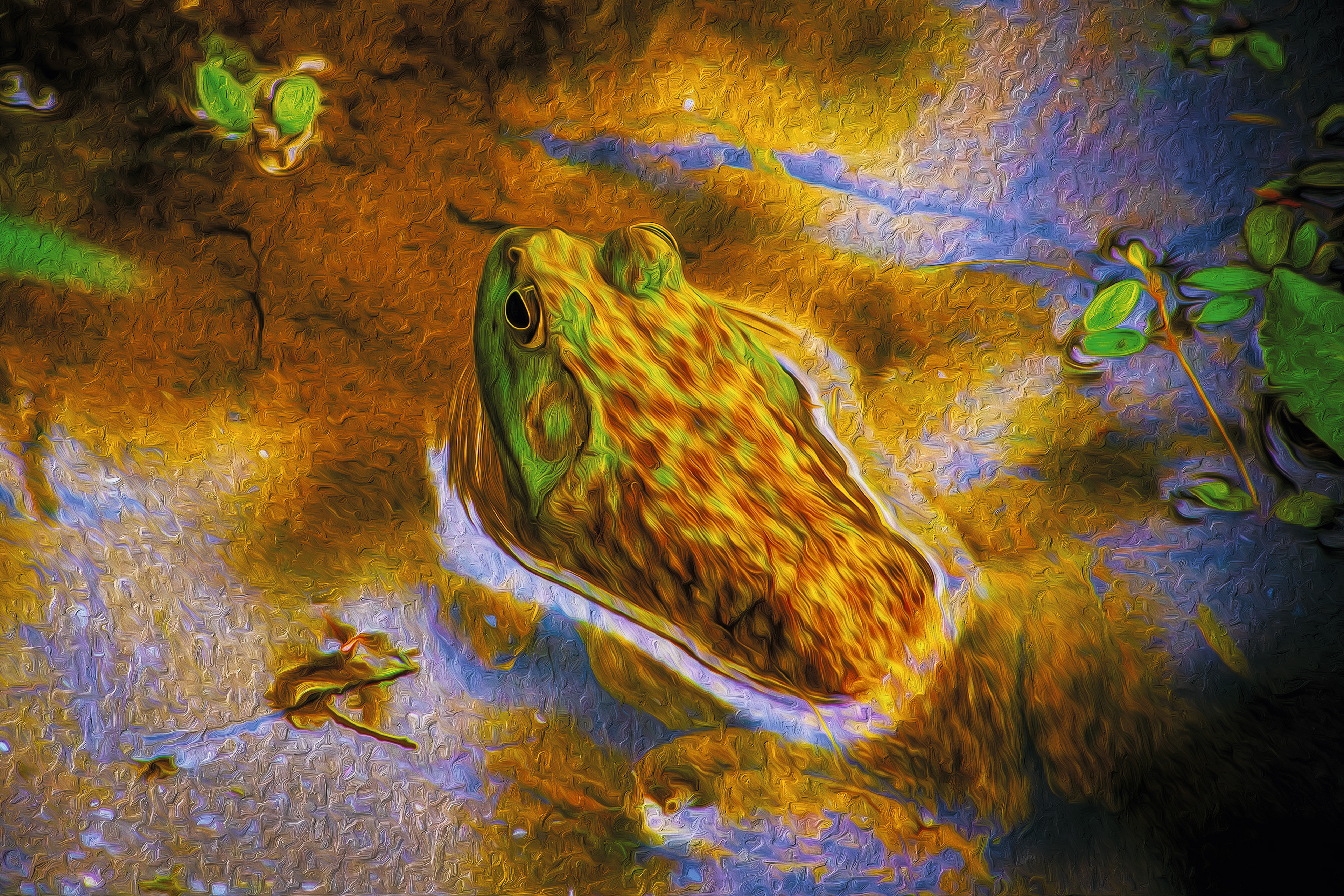 Bullfrog in Water