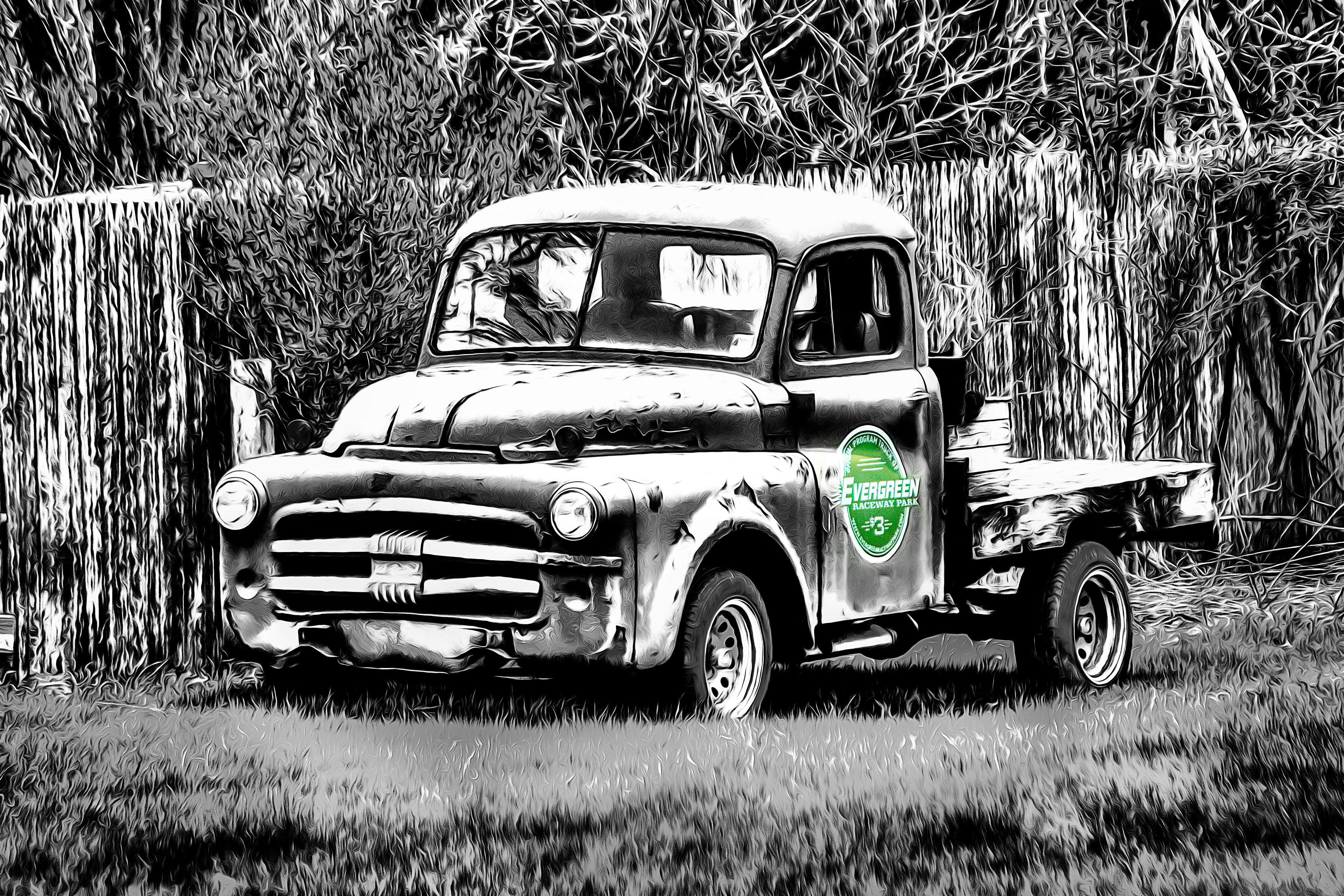 Green Truck B&W