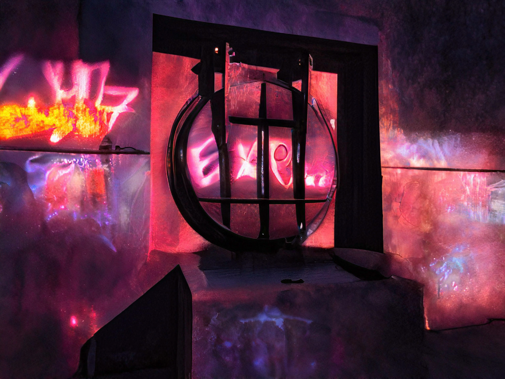 Neon Drainage Gate on Riverwalk