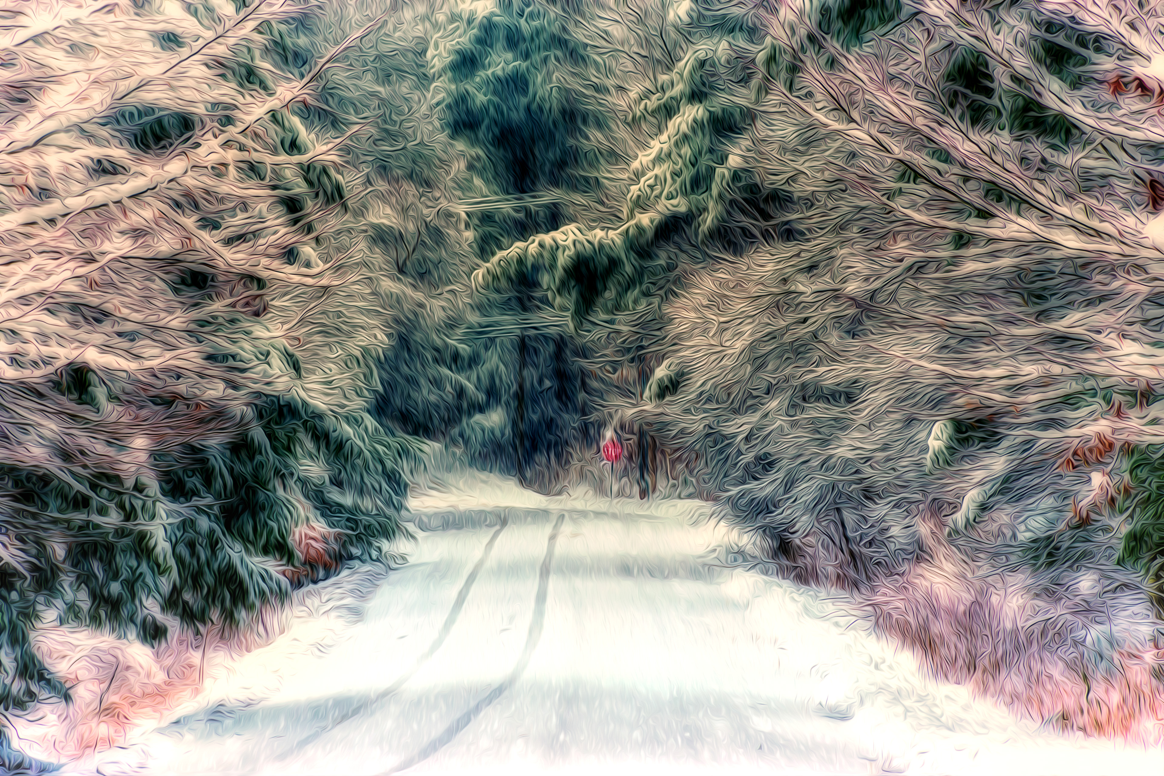 Stop Sign on Snowy Road