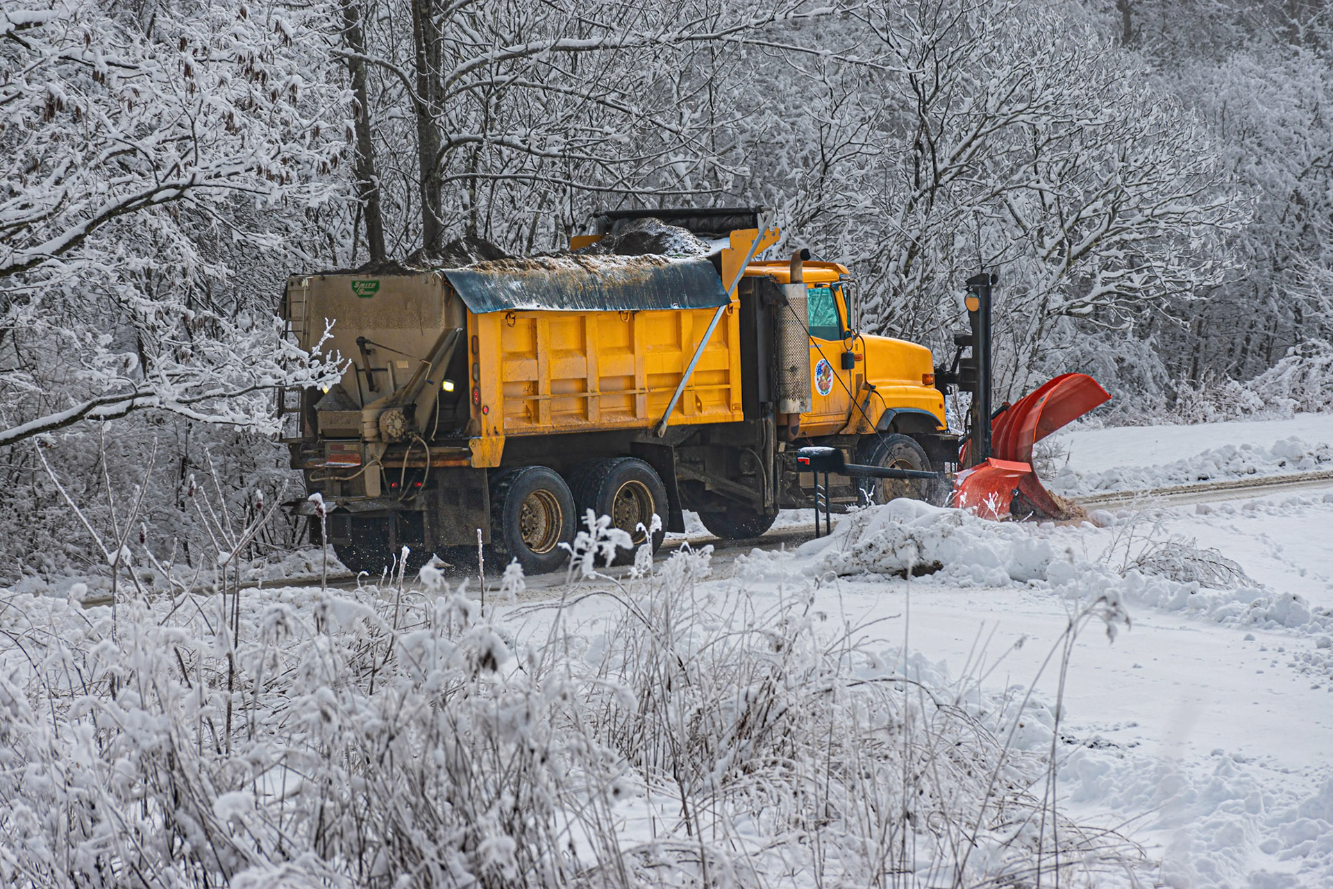 Yellow Windsor Snowplow at Work