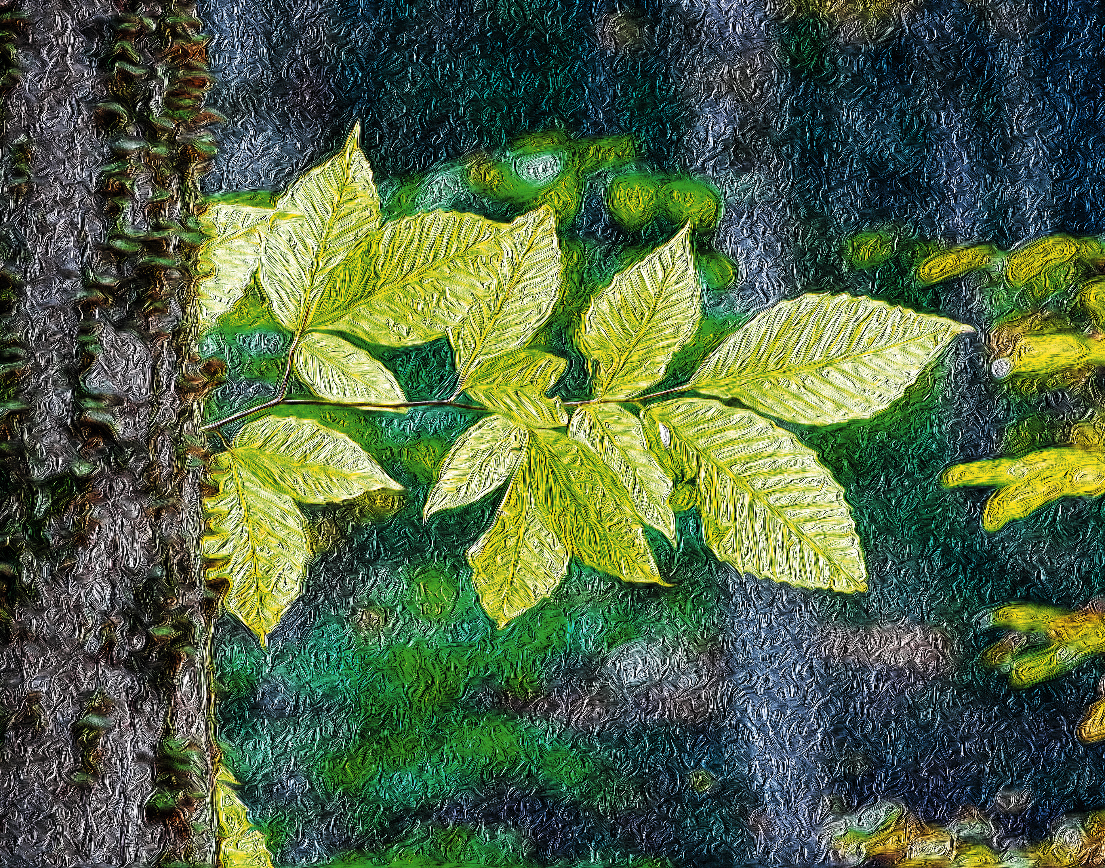 Backlit Leaves on Tree