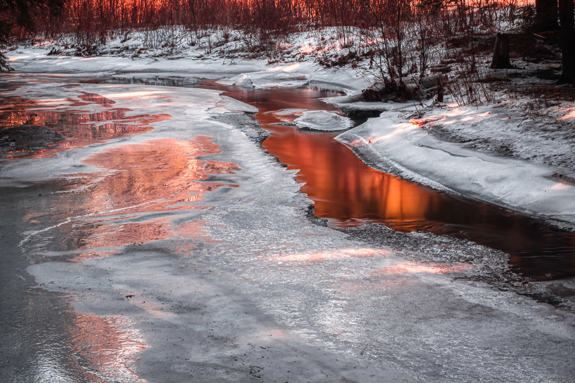 Fiery Sunset on Frozen Creek at Cole Park