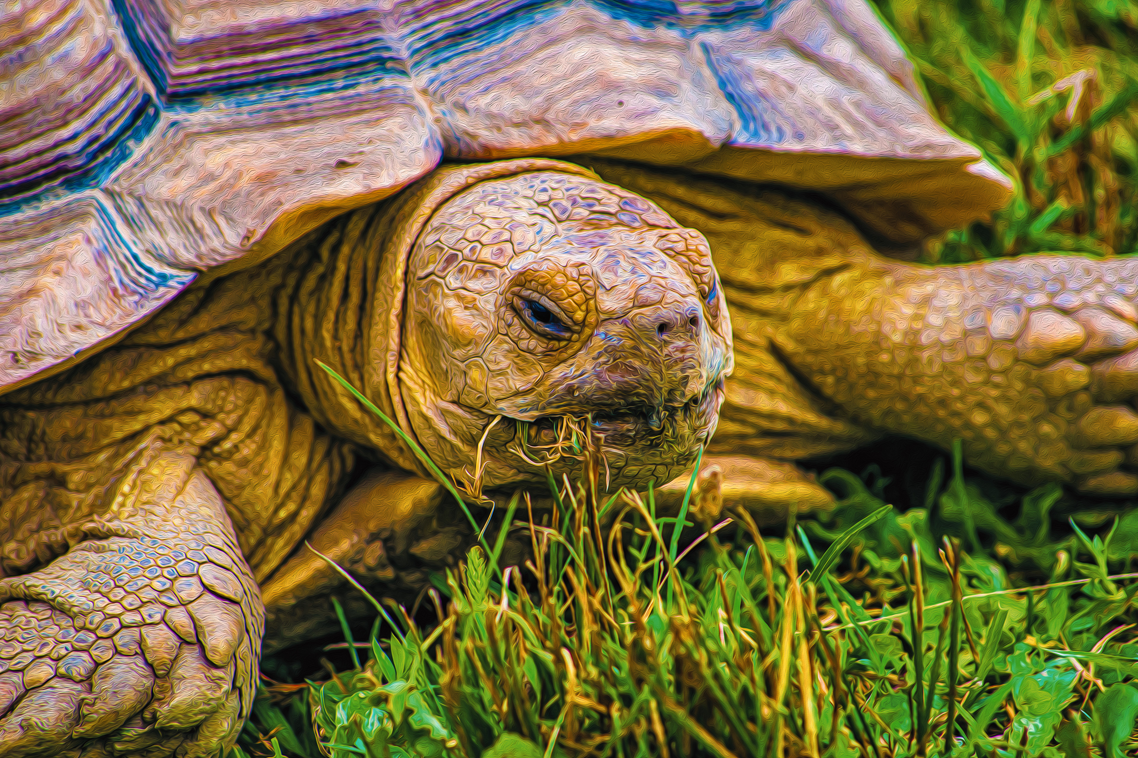 Tortoise Eating Grass