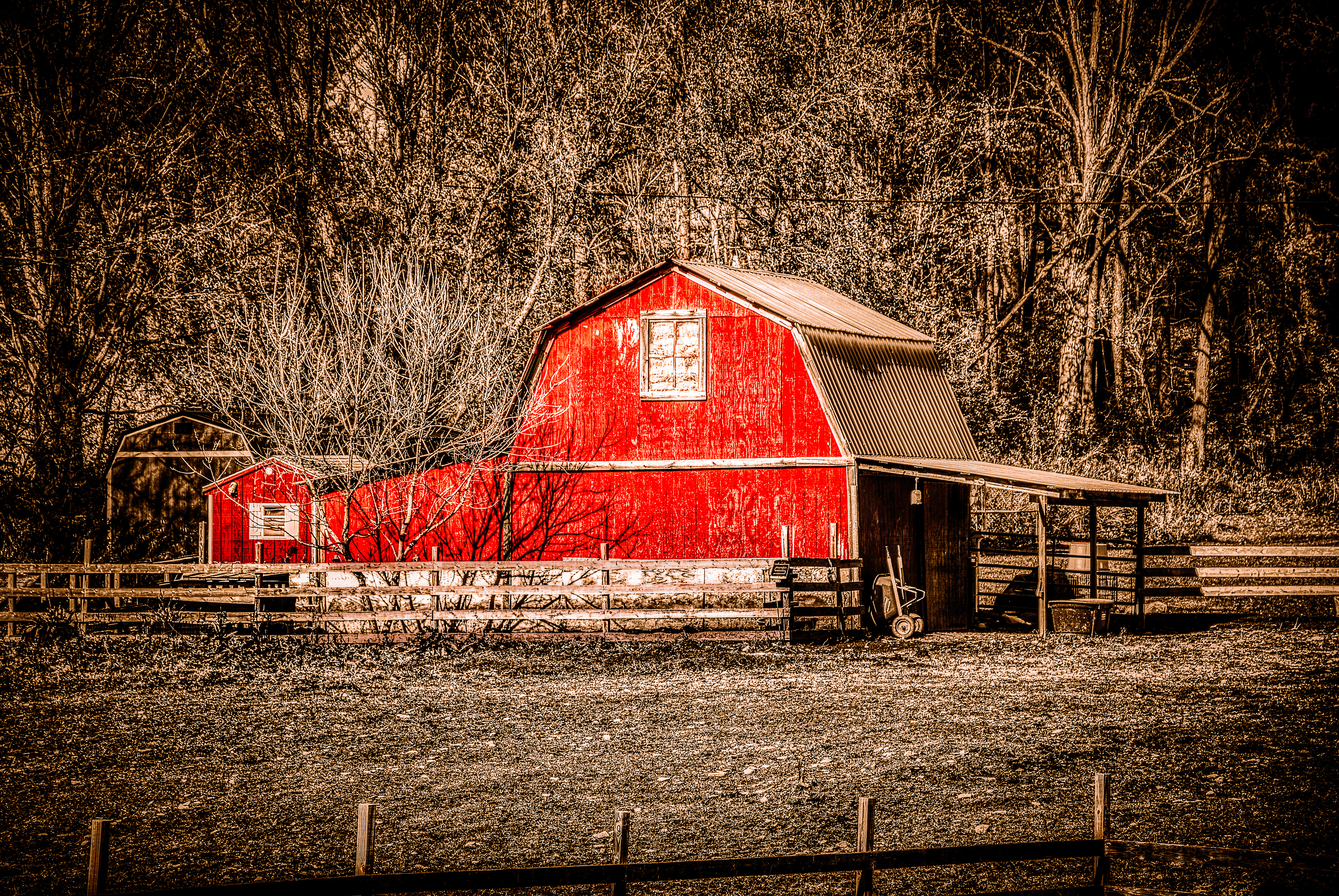 Red Horse Barn Sepia
