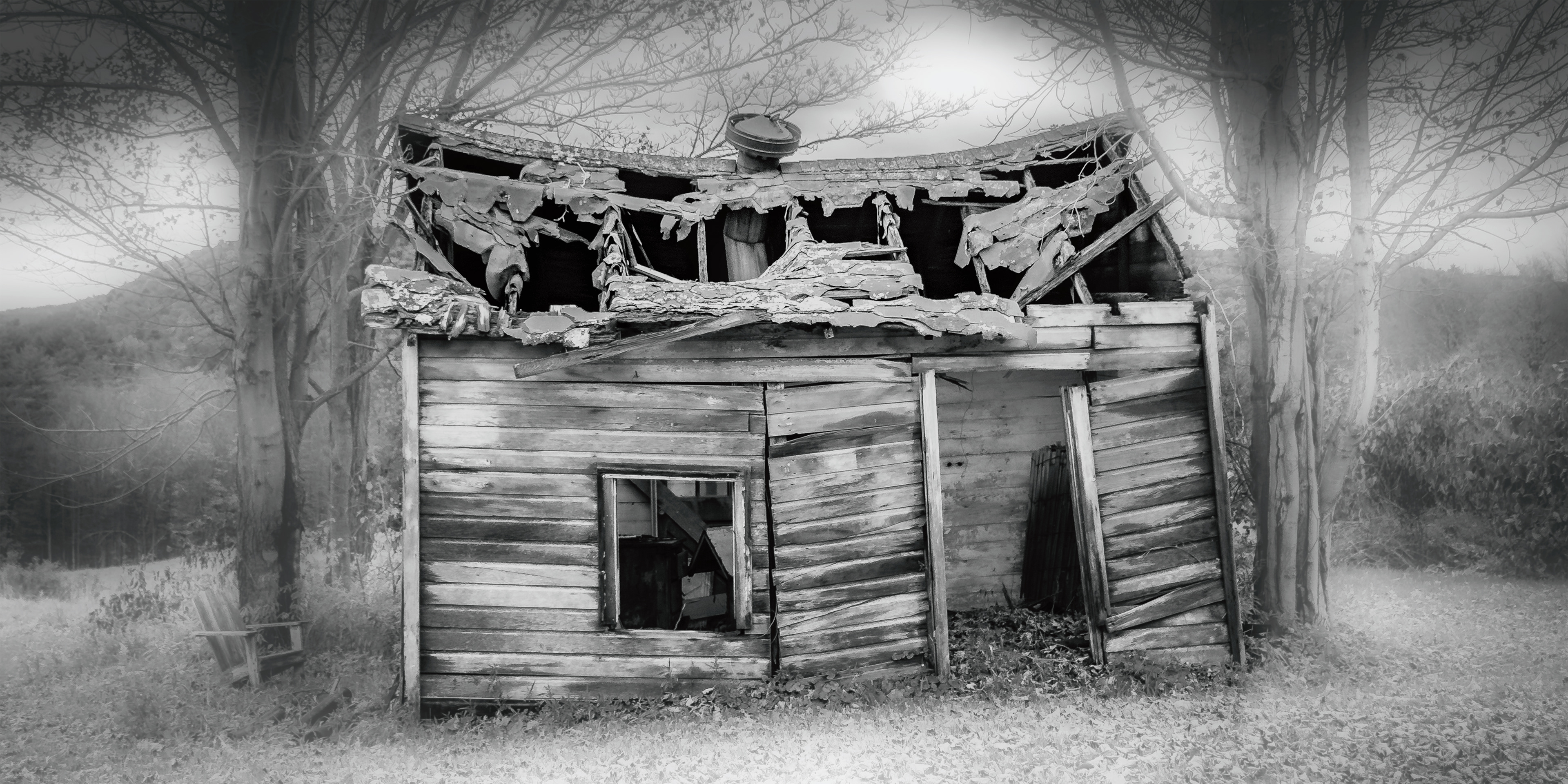 Collapsed Roof 2 B&W