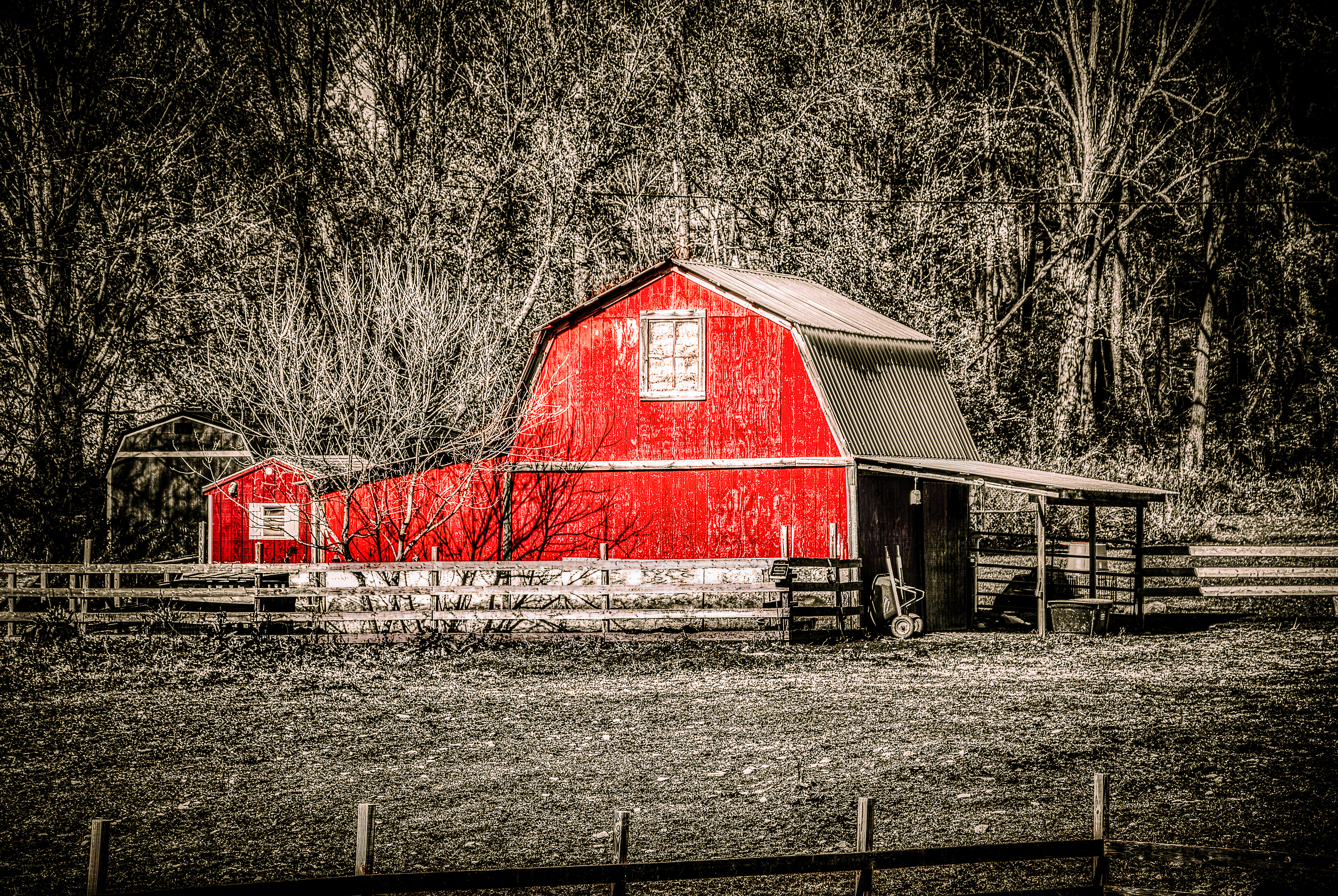 Red Horse Barn B&W