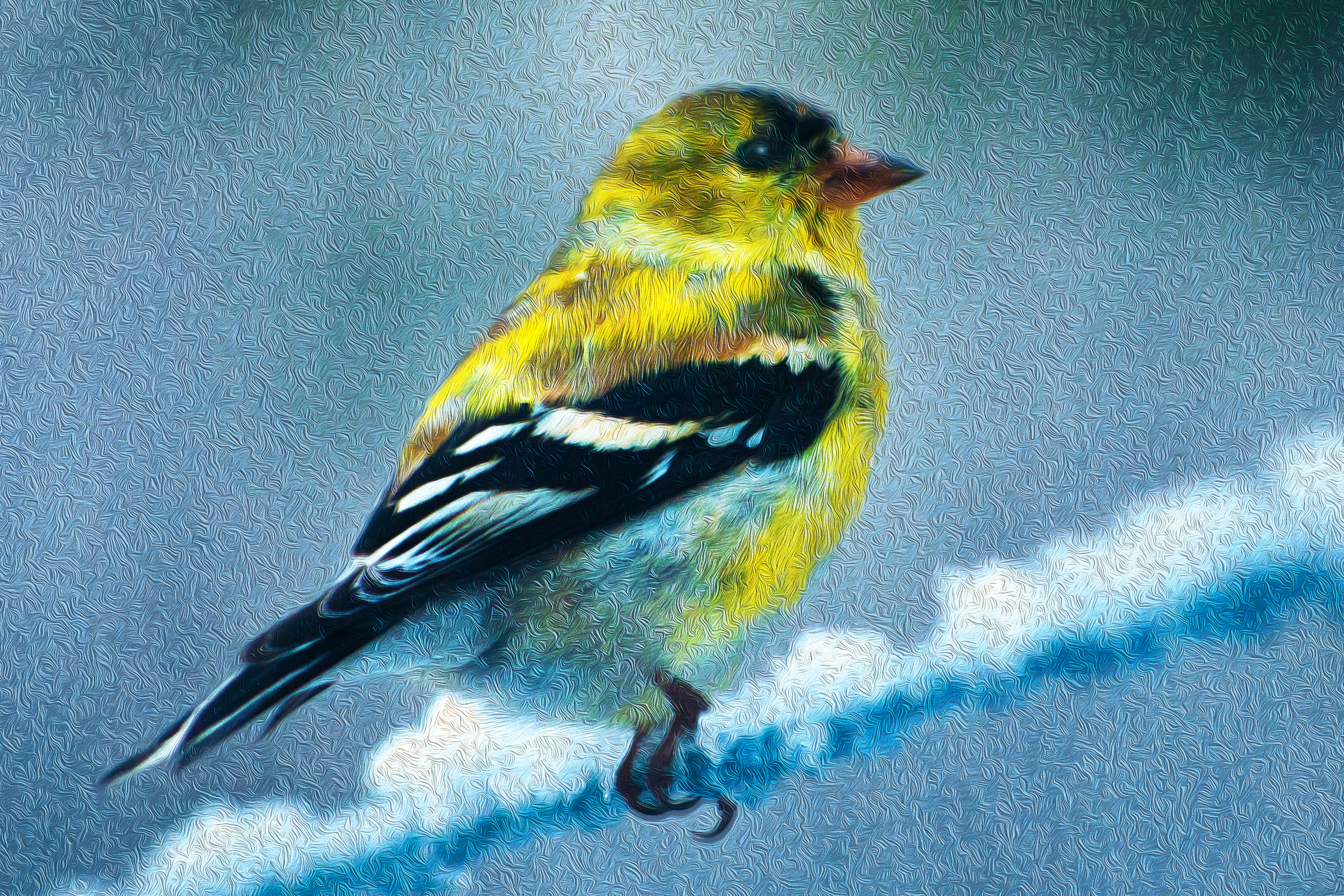 Goldfinch on Snowy Line