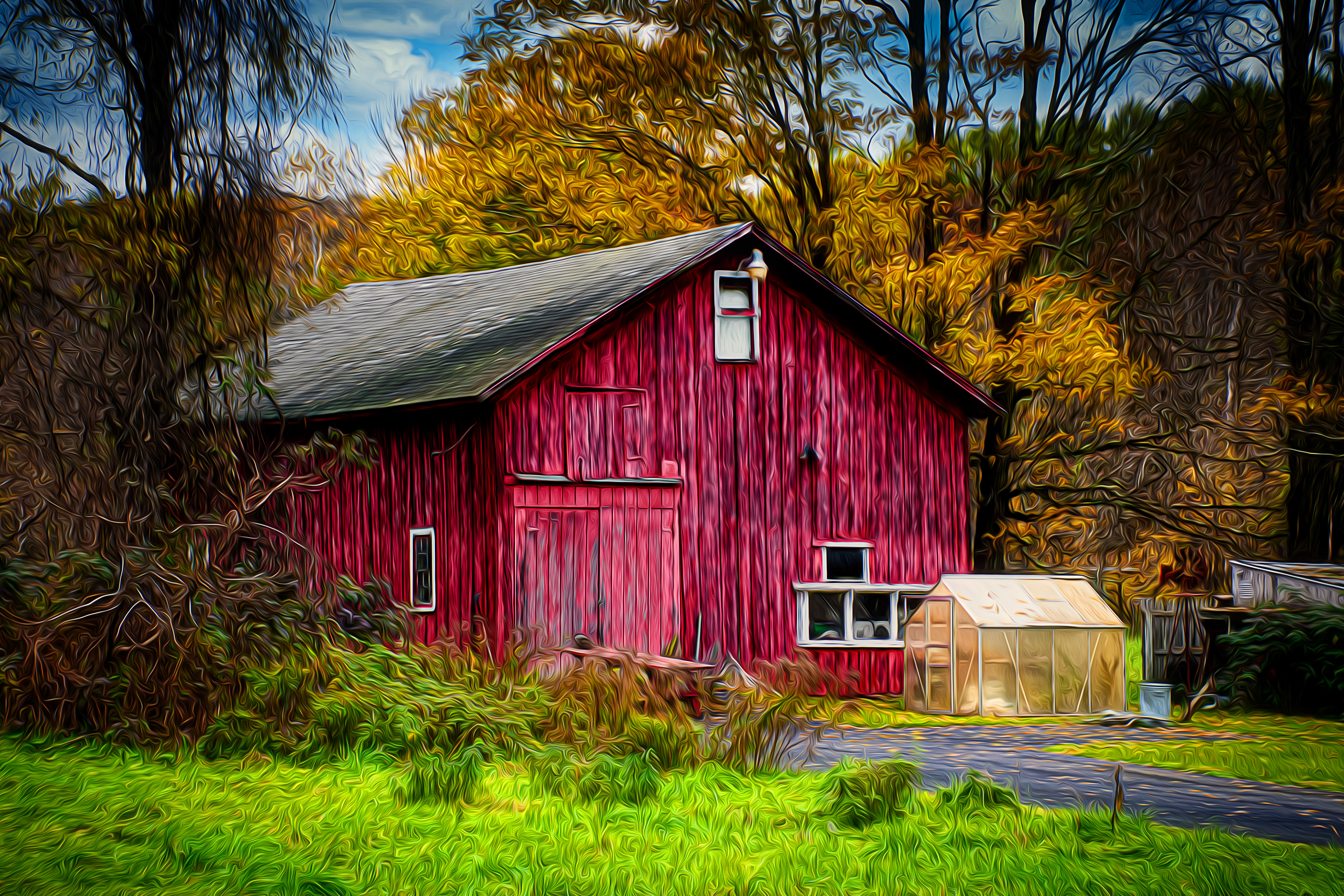 Red Barn & Greenhouse