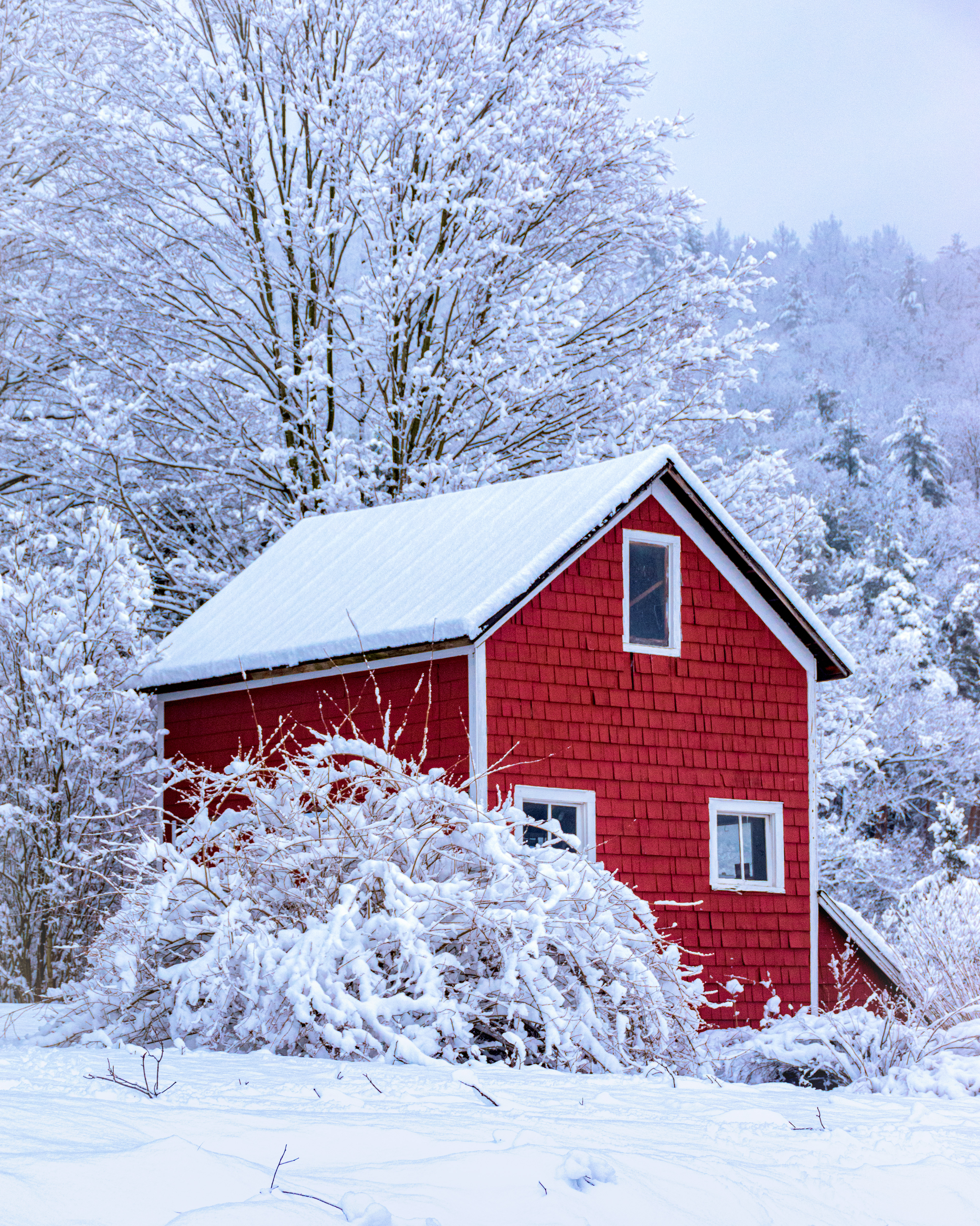 Red Barn Outside Windsor after 5" Snowfall