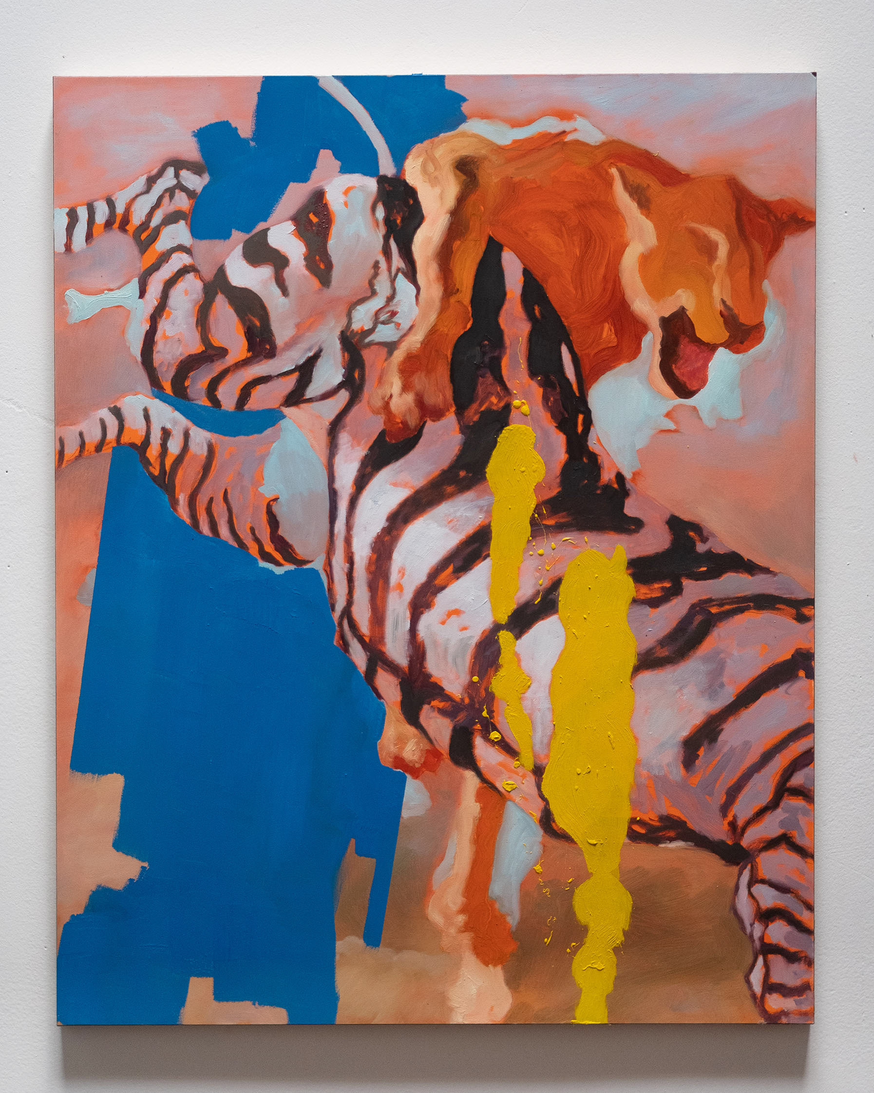 Synthetic Stripes, 2024, oil on panel, 20 x 16 in