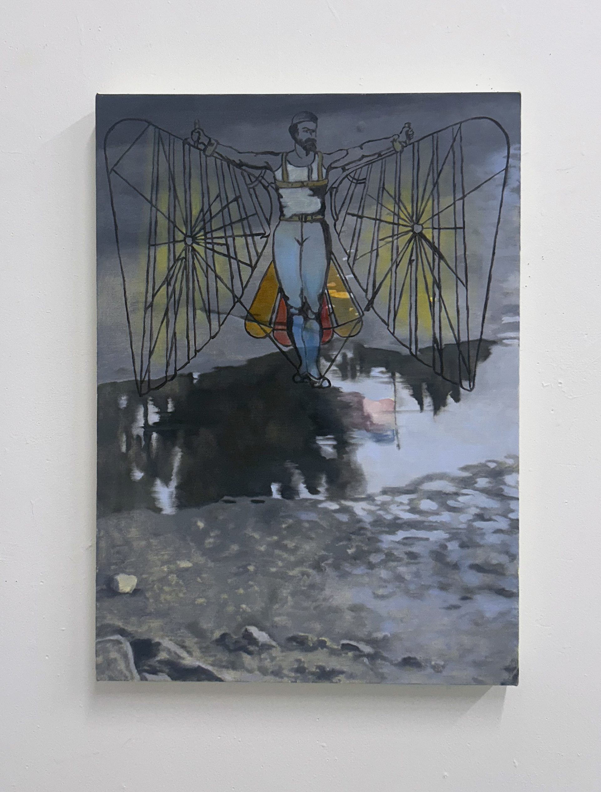 Flying Machine Patent, 2026, oil on linen, 30 x 24 in
