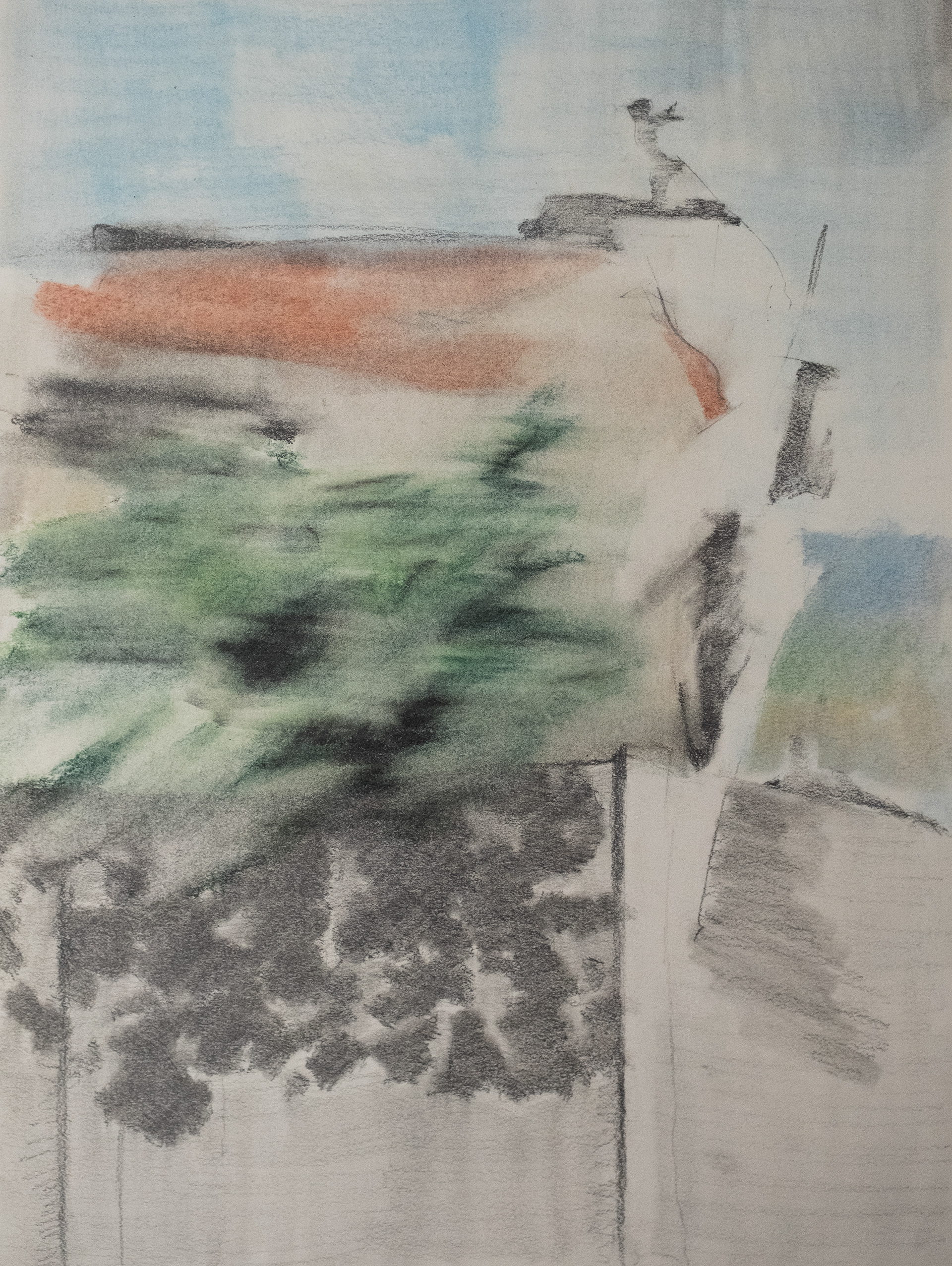 Untitled I, 2024, graphite and pastel on paper, 12 x 9 in