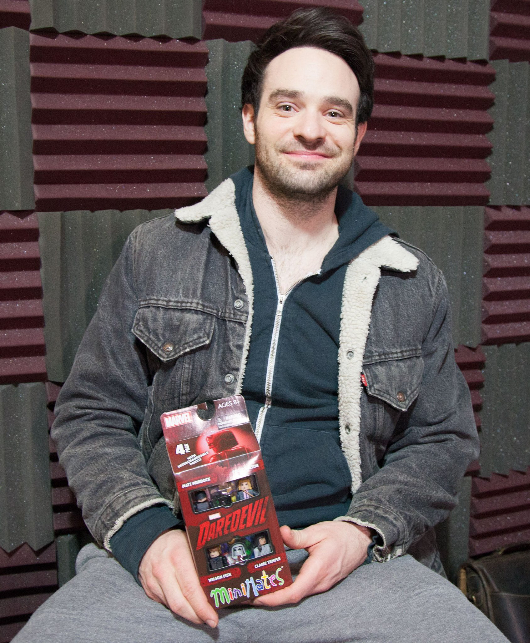 Charlie Cox with his Marvel's Daredevil Minimates