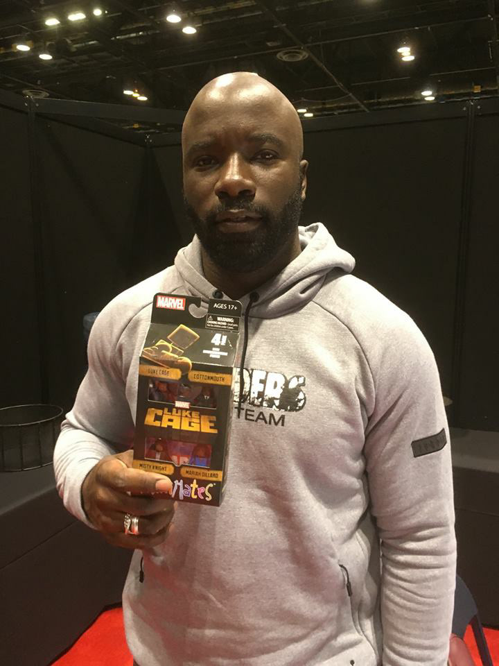 Mike Colter with his Marvel's Luke Cage Minimates