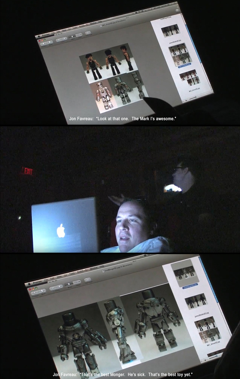Director Jon Favreau comments on Iron Man Minimates.  ("I Am Iron Man" DVD Documentary)